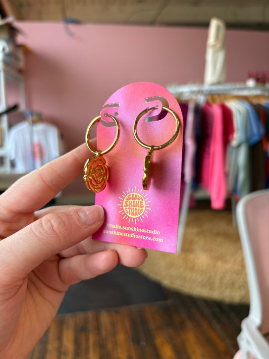 Rose Charm Titanium Earrings