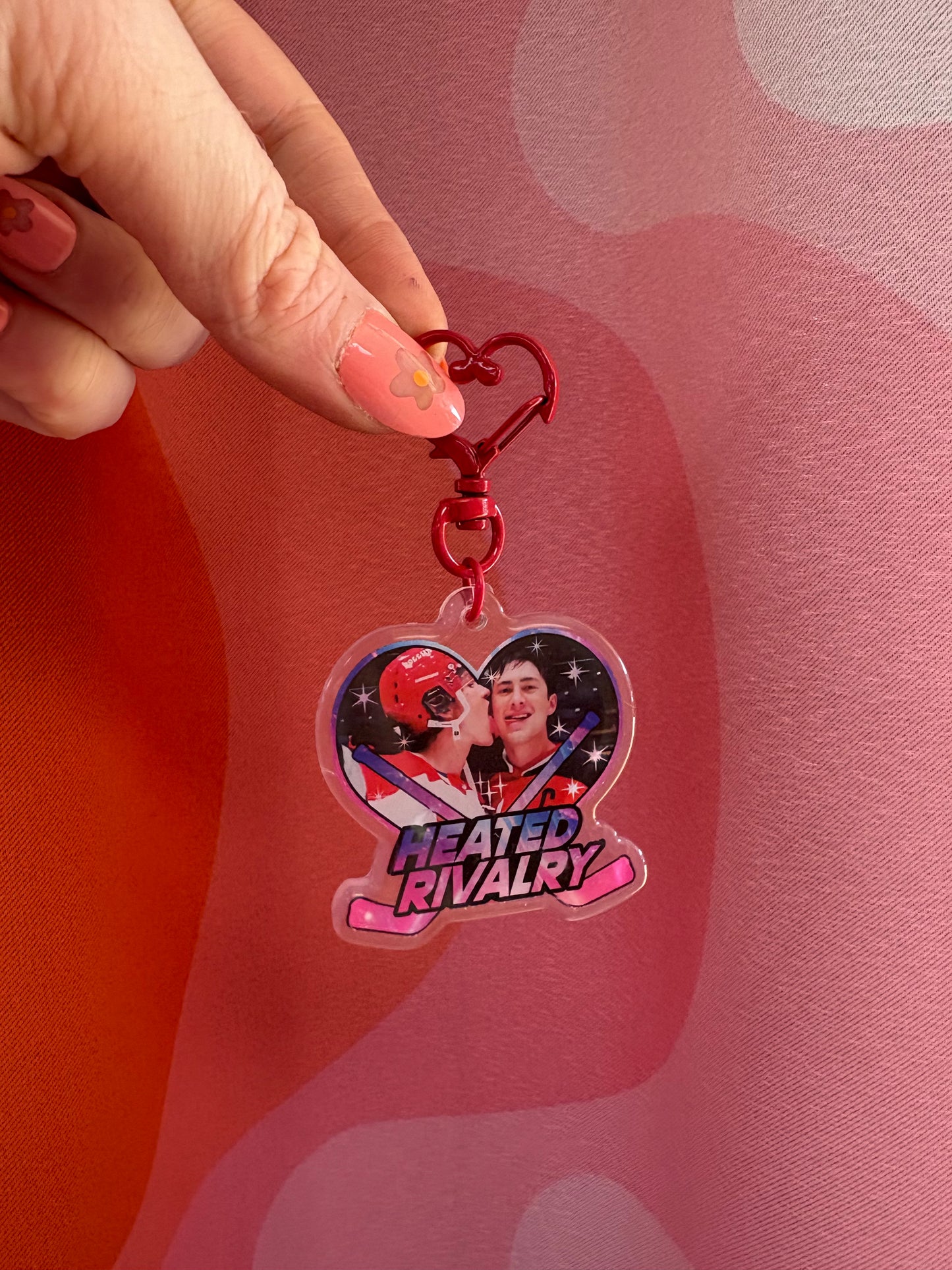 Heated Rivalry Heart Keychain (Red Heart Clasp)