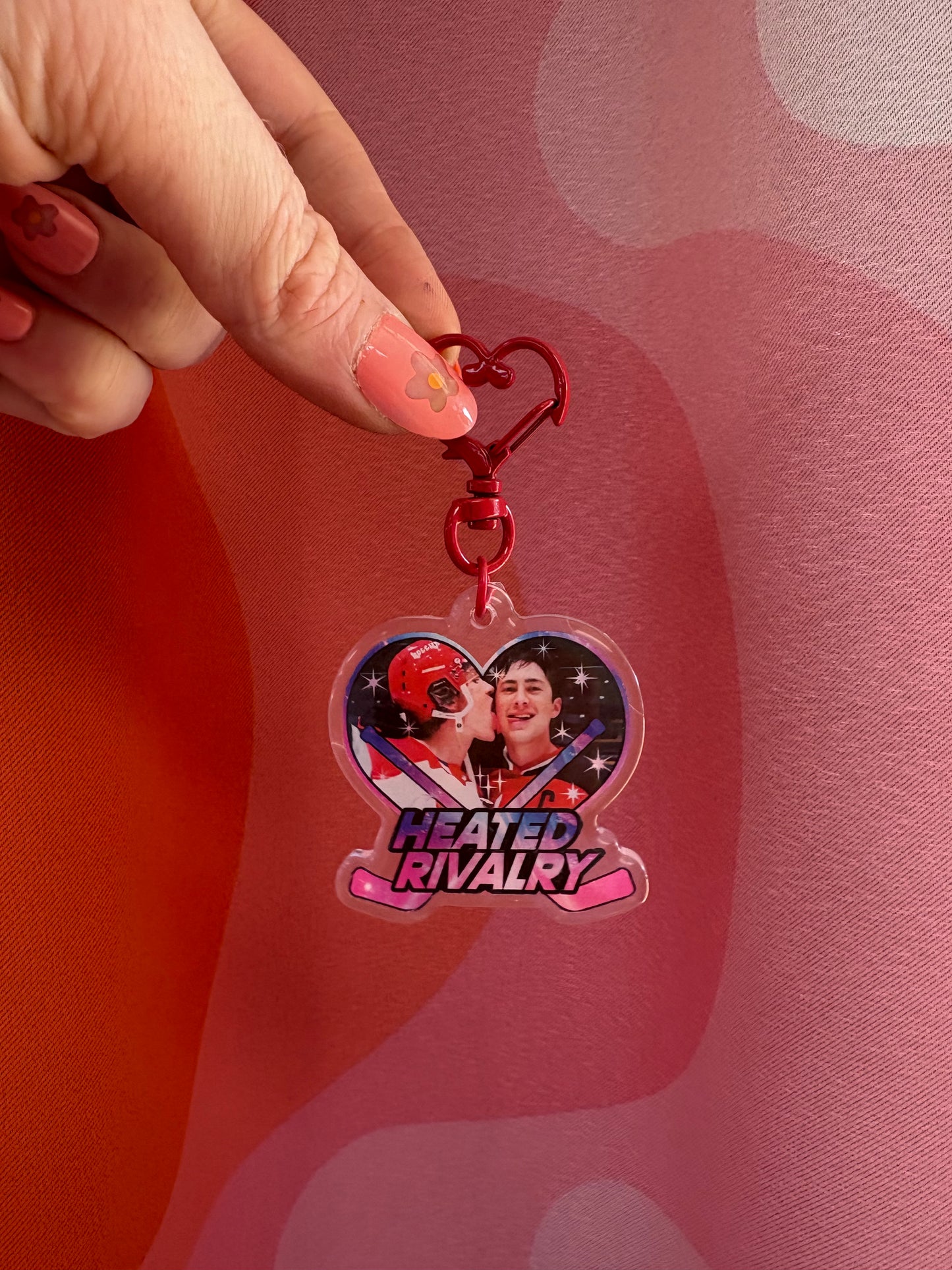 Heated Rivalry Heart Keychain (Red Heart Clasp)