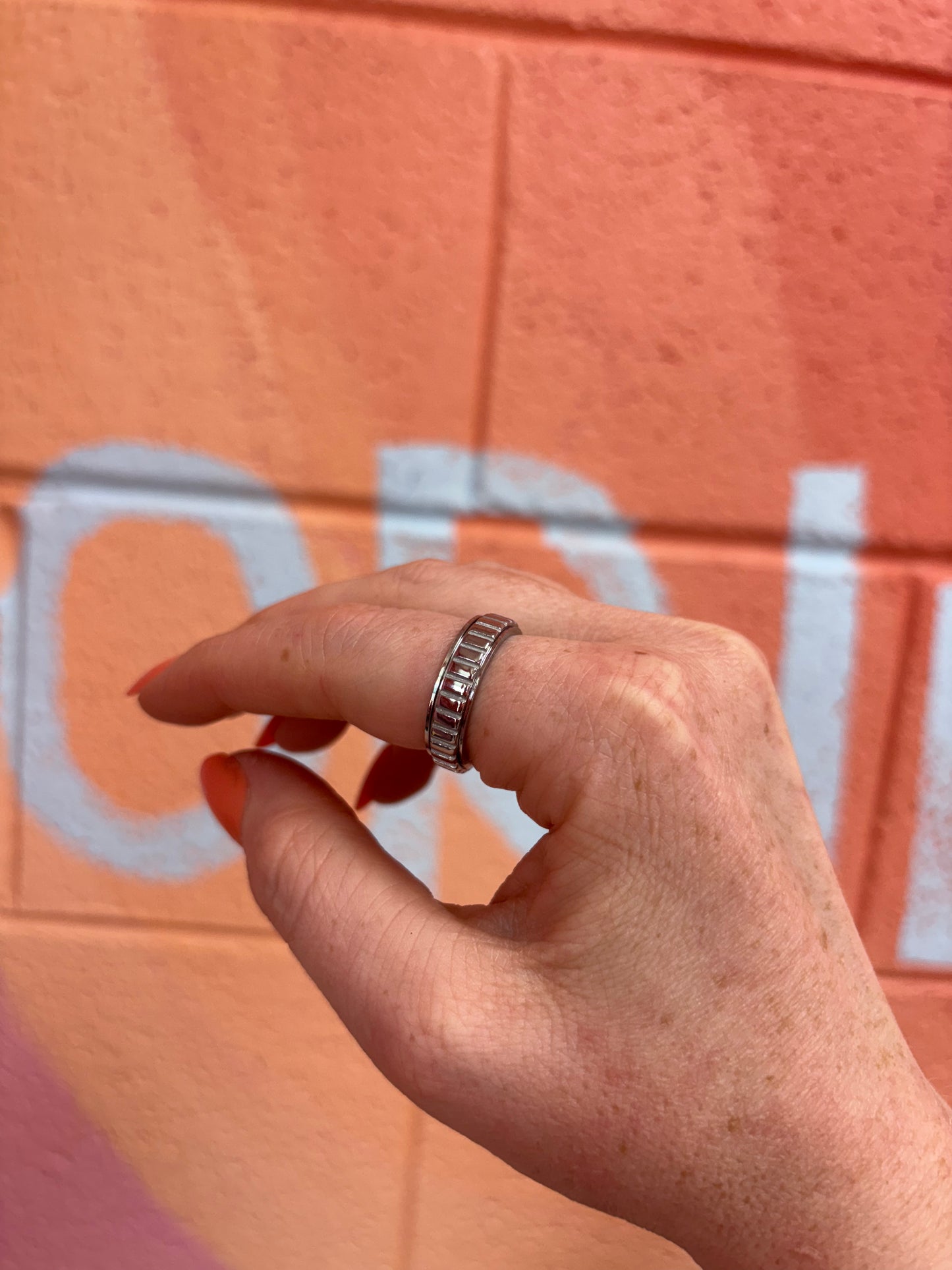 Lined Fidget Spinner Titanium ring