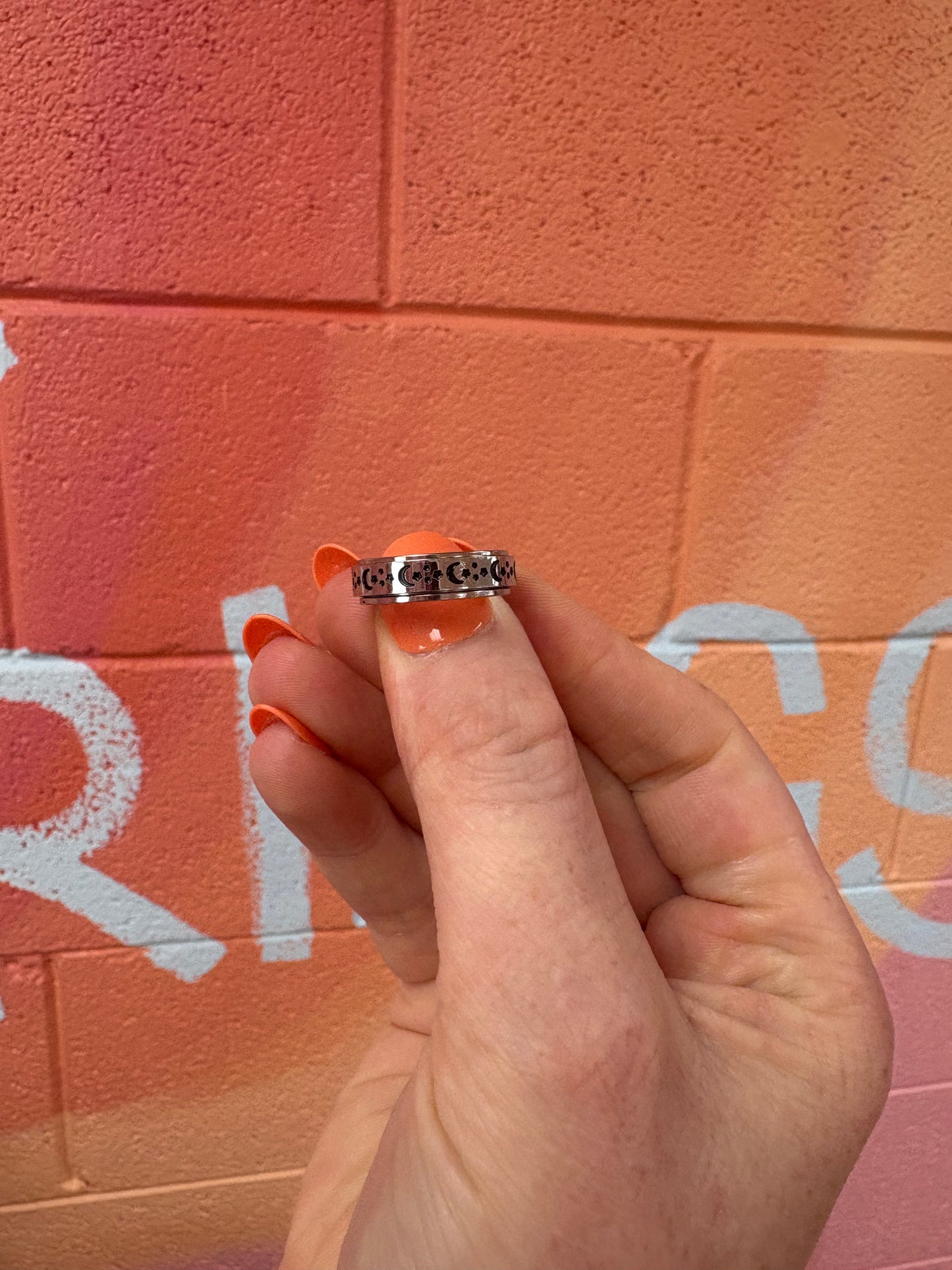 Moon and Stars Fidget Titanium Ring