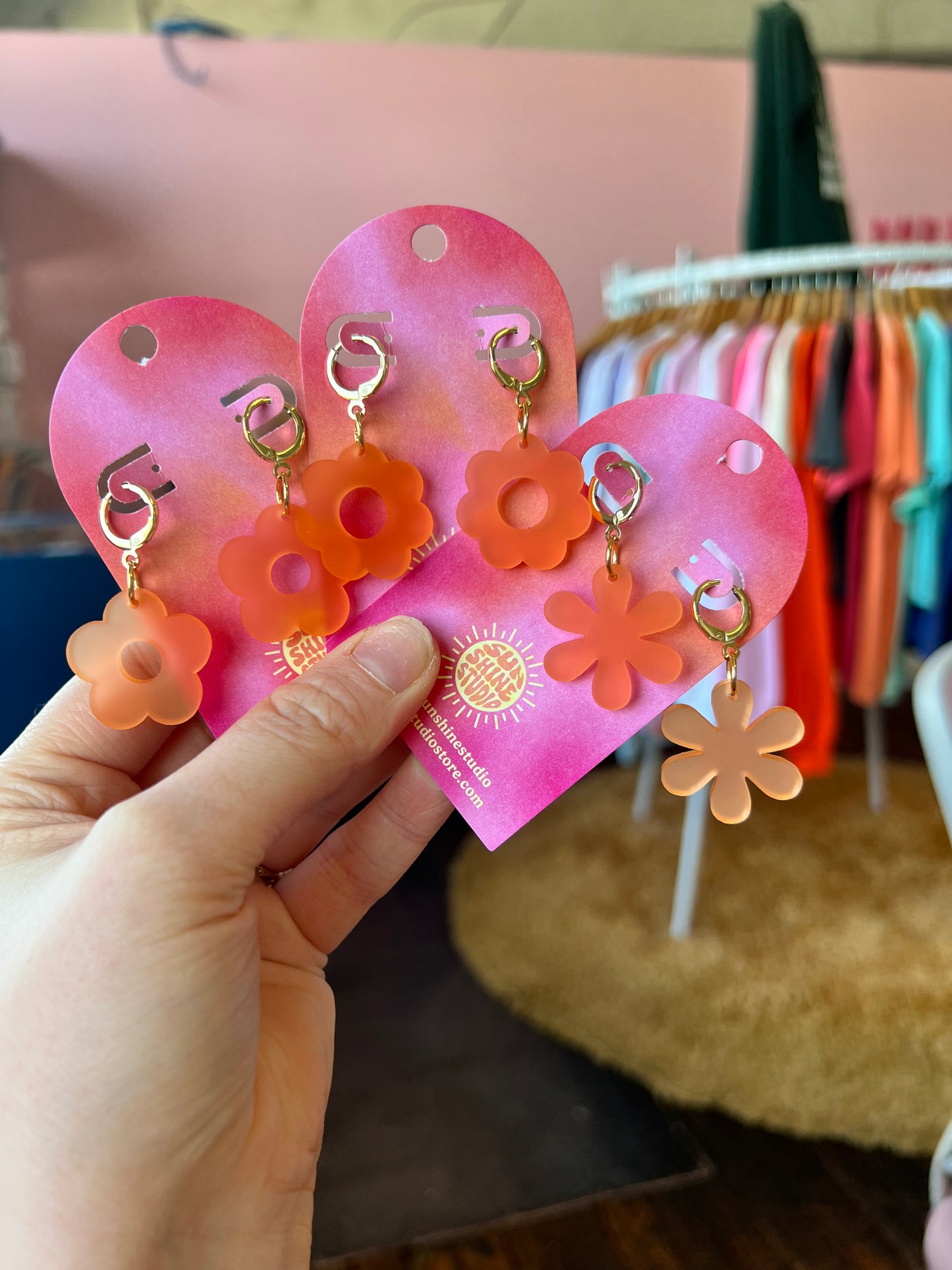 Frosted Orange Spring Flower Charms