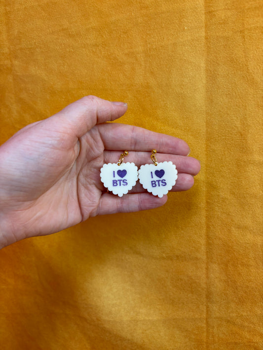 I Heart BTS Acrylic Earrings