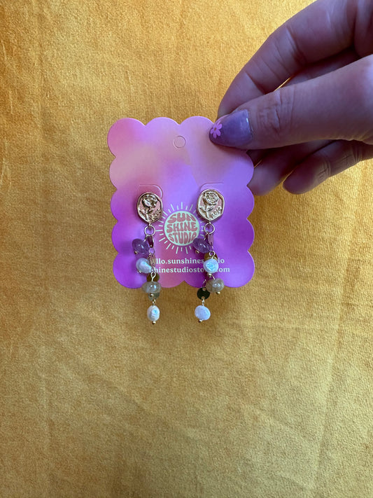 Rose Coin Beaded Dangle