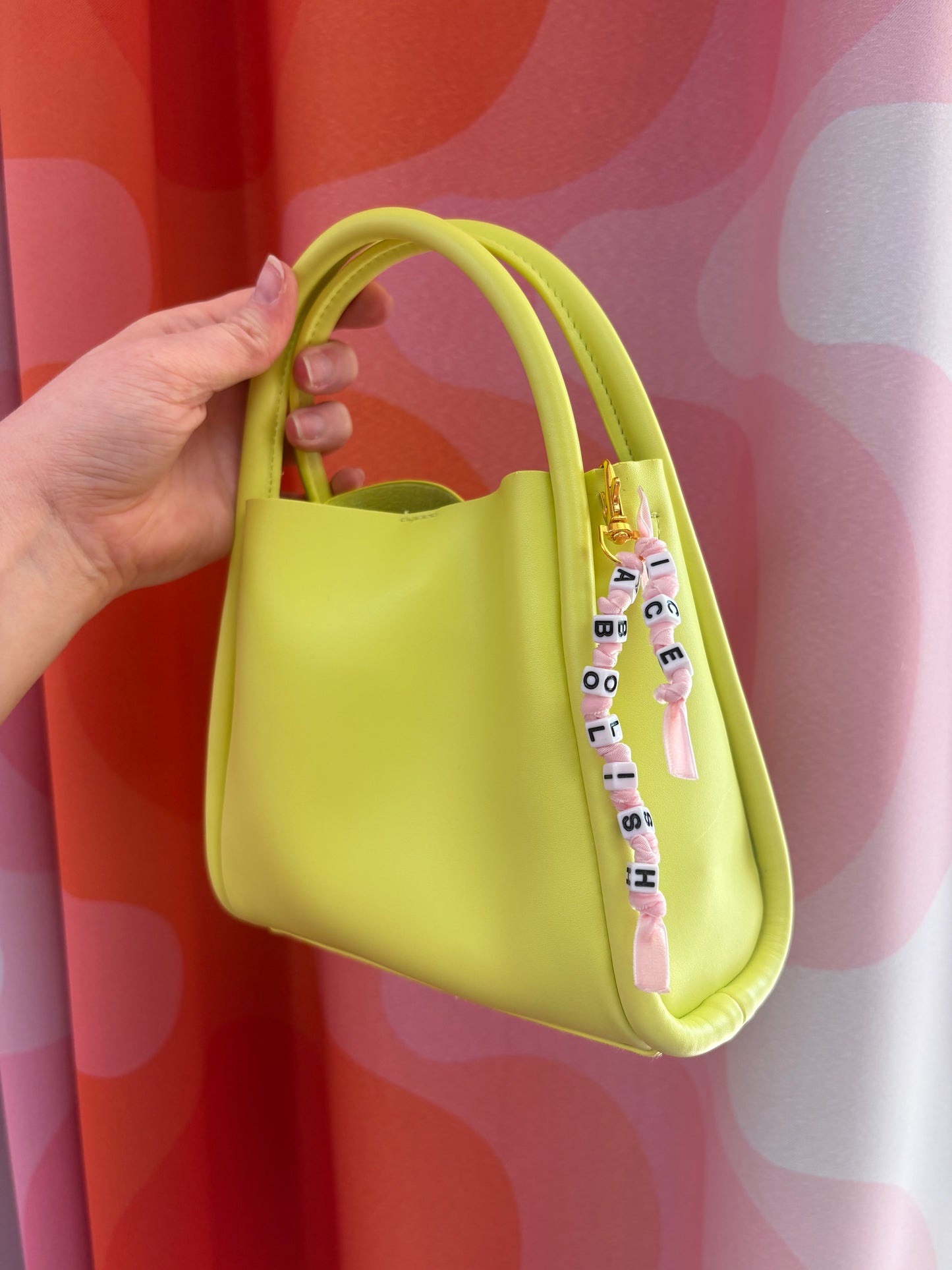 Abolish ICE ribbon bag charm 5.5”
