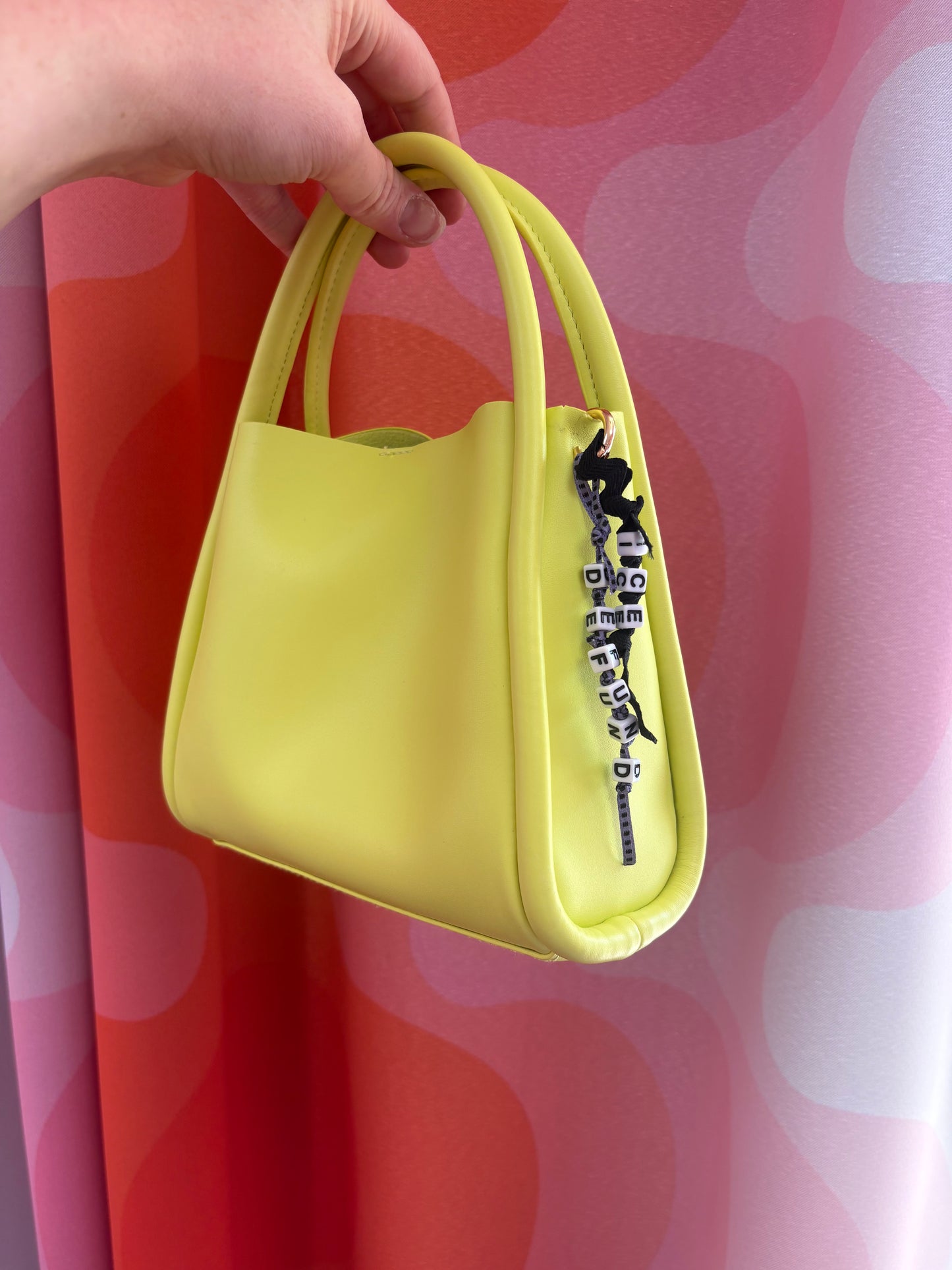 Defund ICE ribbon bag charm 4.5”