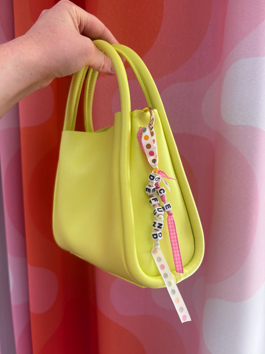 Abolish ICE beaded ribbon bag charm 7”