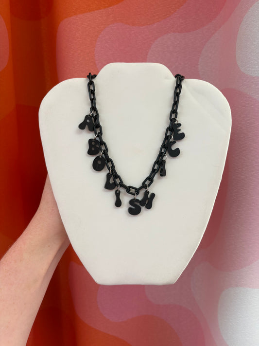 Abolish ICE acrylic charm necklace 20"