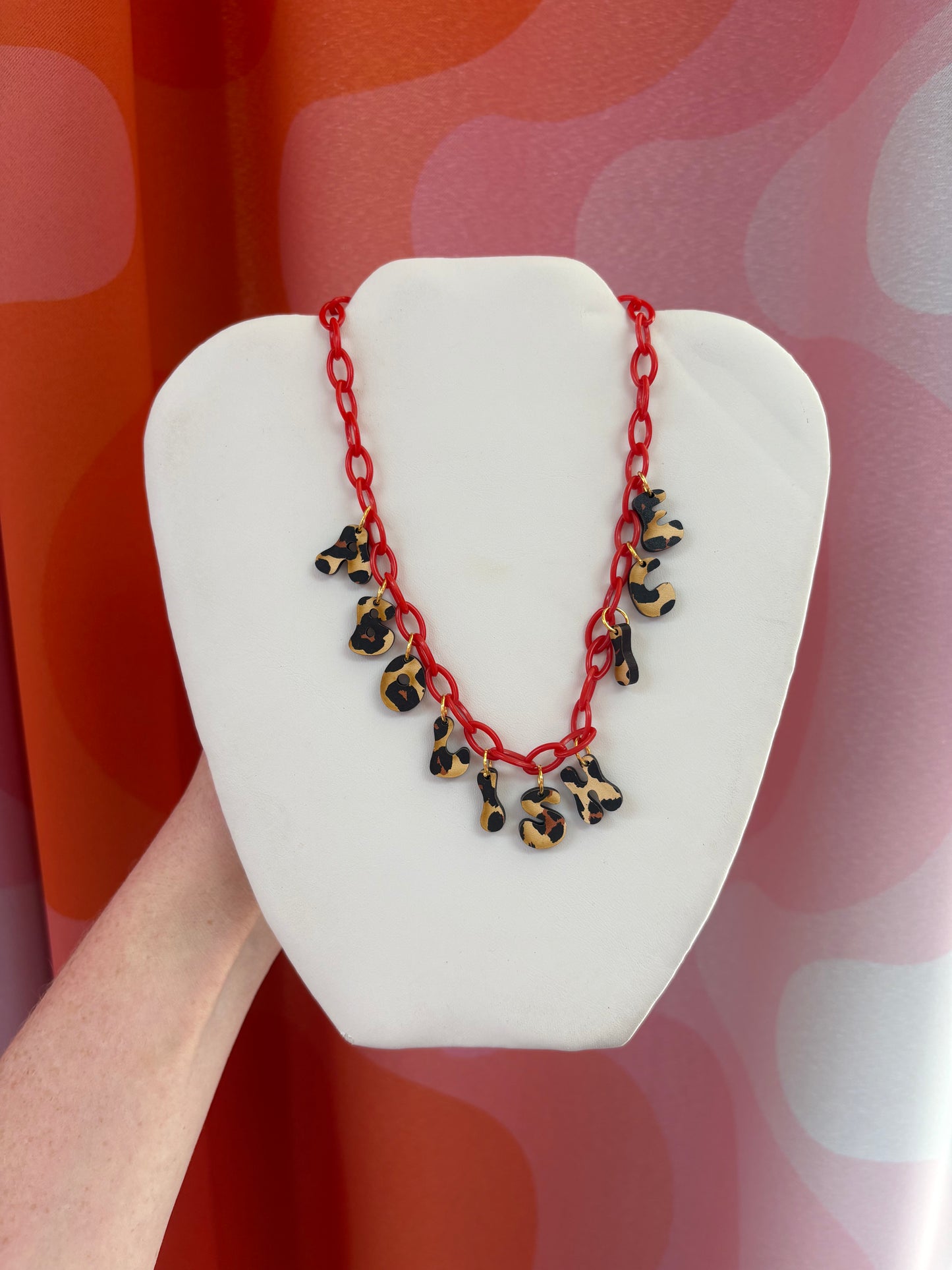 Abolish ICE cheetah print necklace 16.5”