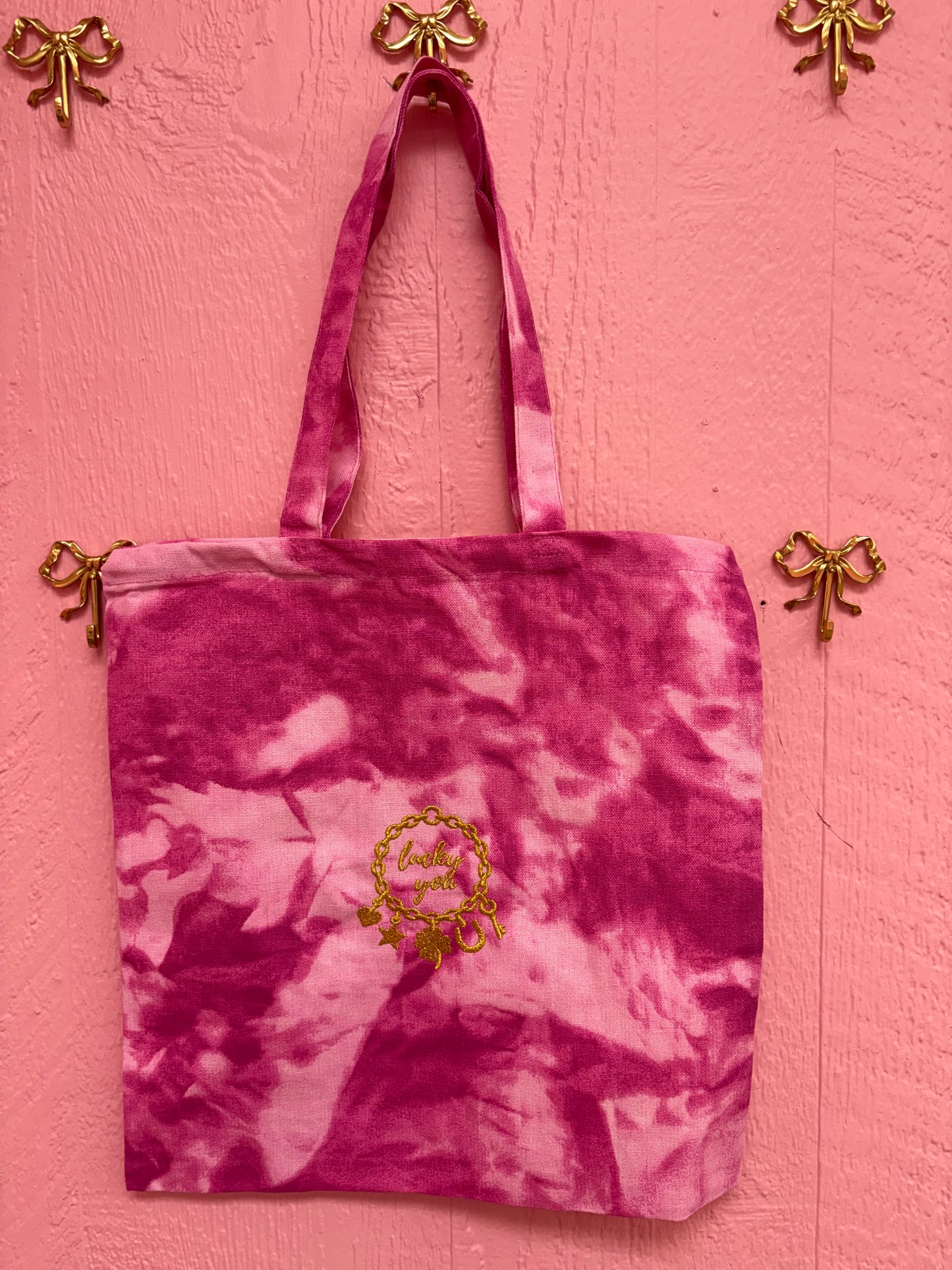 Embroidered Tote Bag Tie Dye