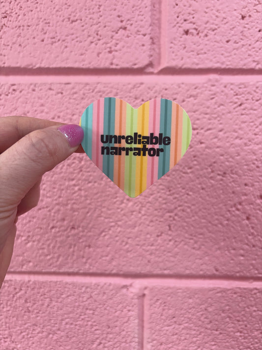 "Unreliable Narrator" heart vinyl sticker