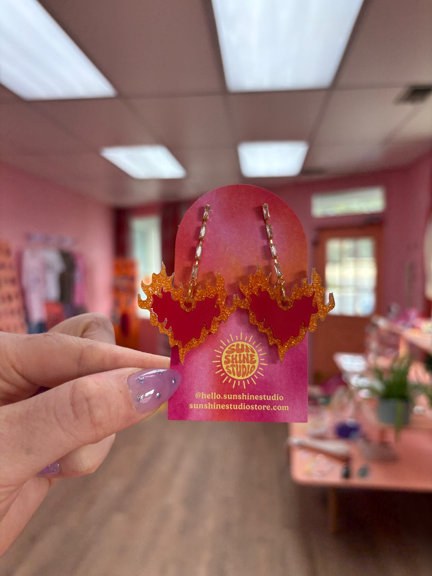 Fire Heart Emoji Acrylic Earrings