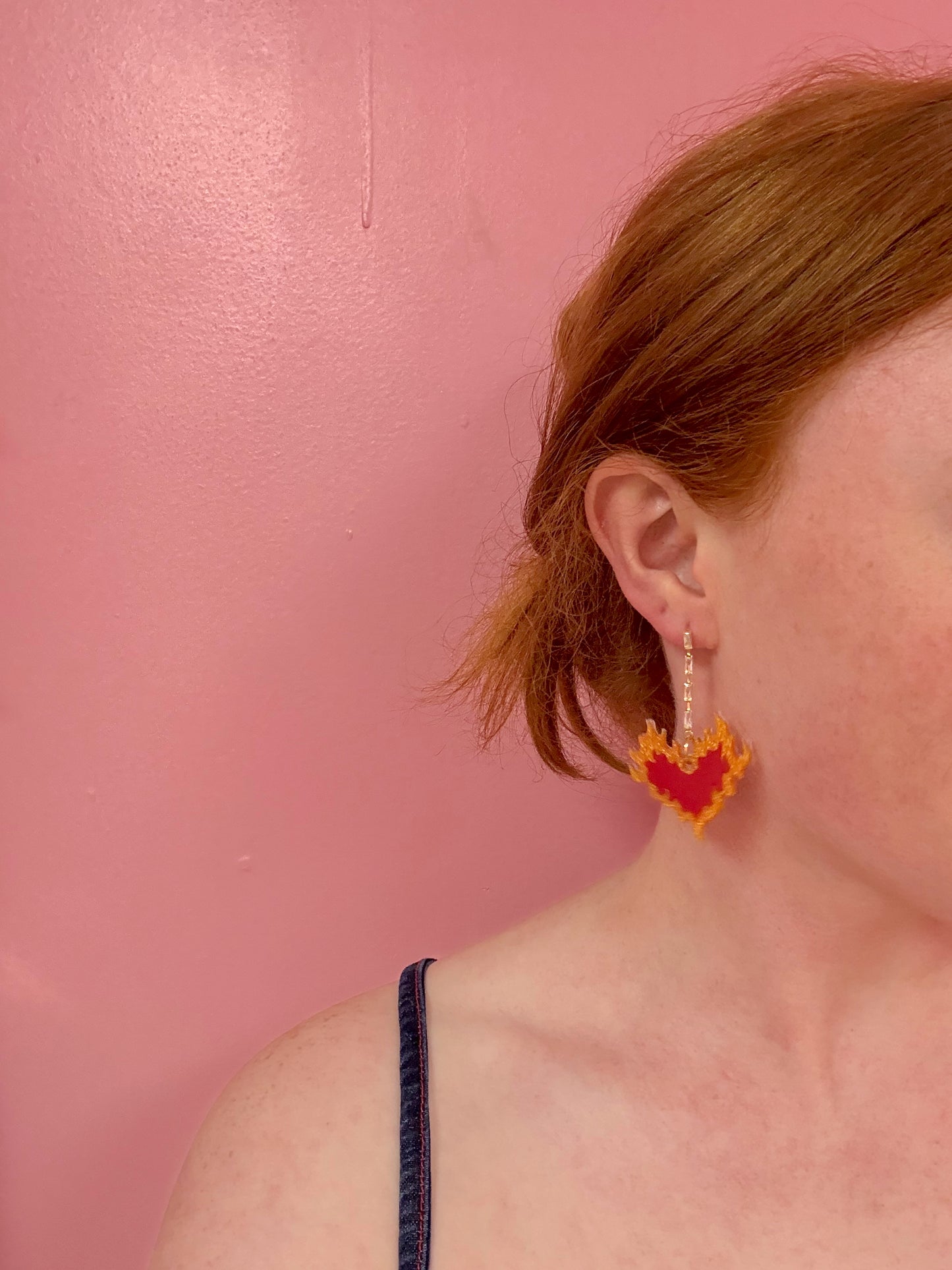 Fire Heart Emoji Acrylic Earrings
