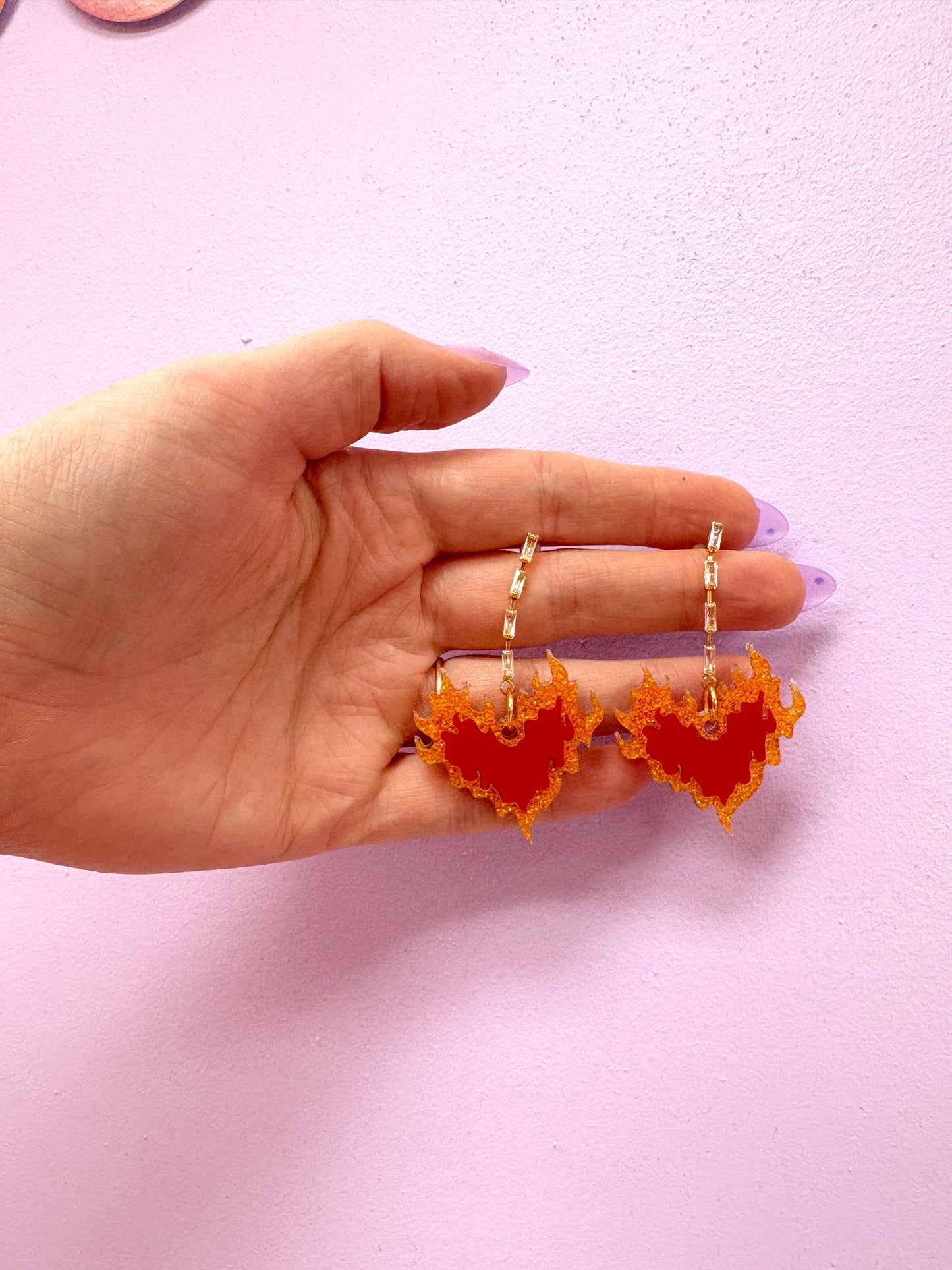Fire Heart Emoji Acrylic Earrings