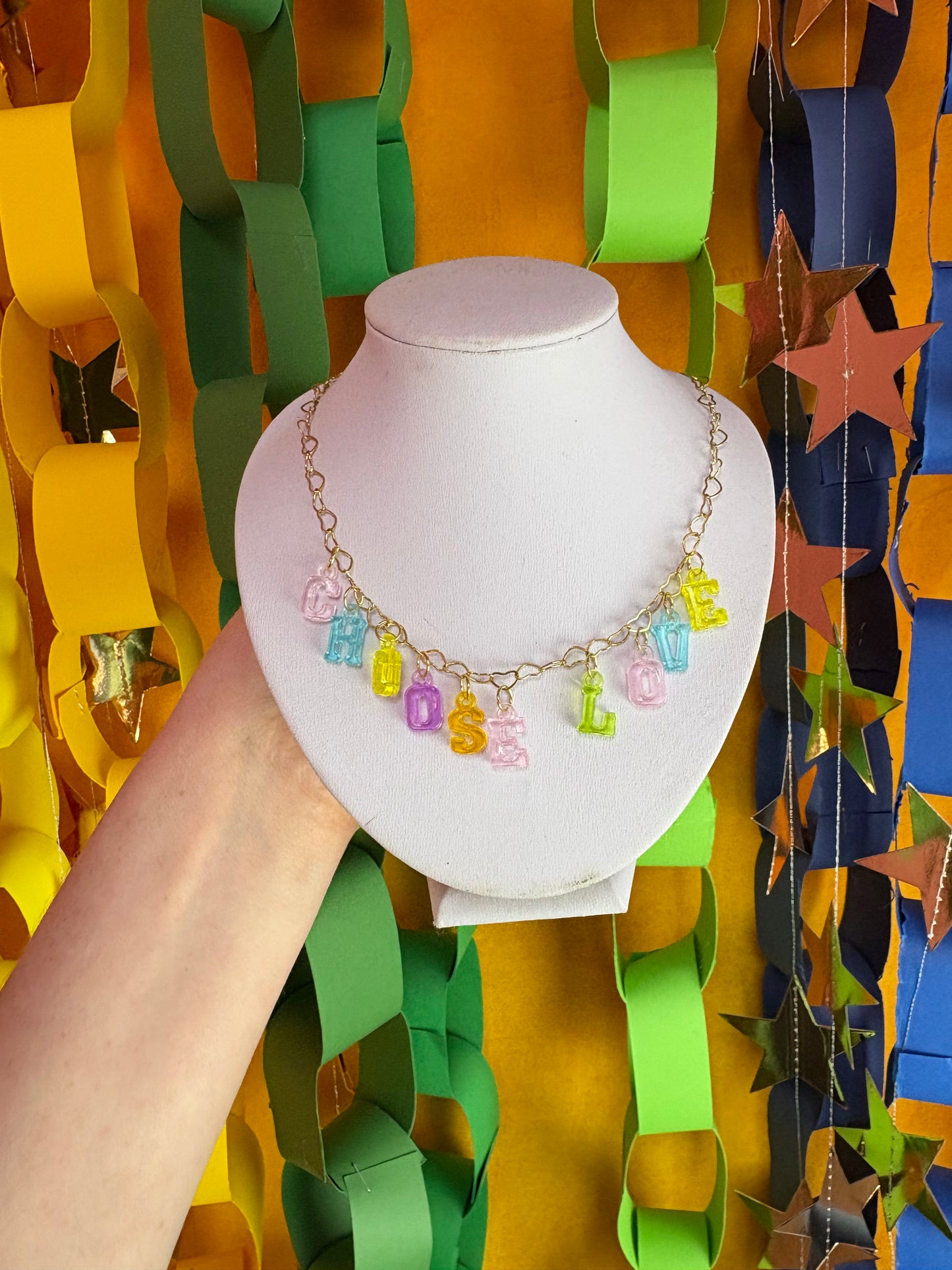Choose Love Colorful Charm Necklace