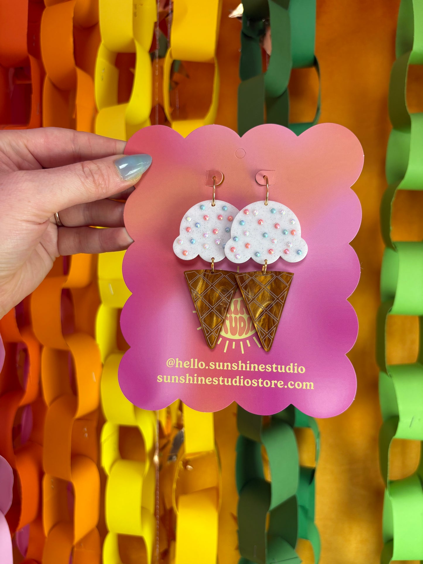 Pride Ice Cream with Sprinkles Dangle Earrings