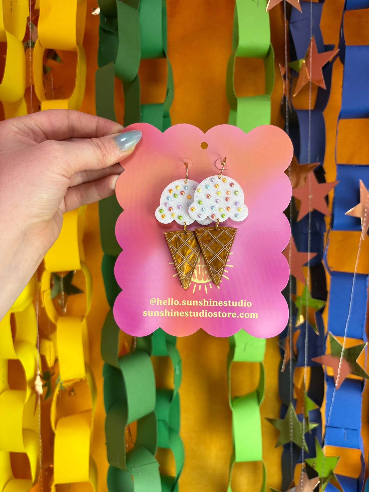 Pride Ice Cream with Sprinkles Dangle Earrings