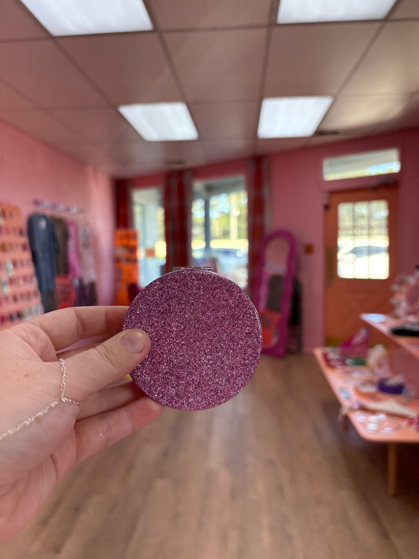 Sparkling Circle Travel Mirror