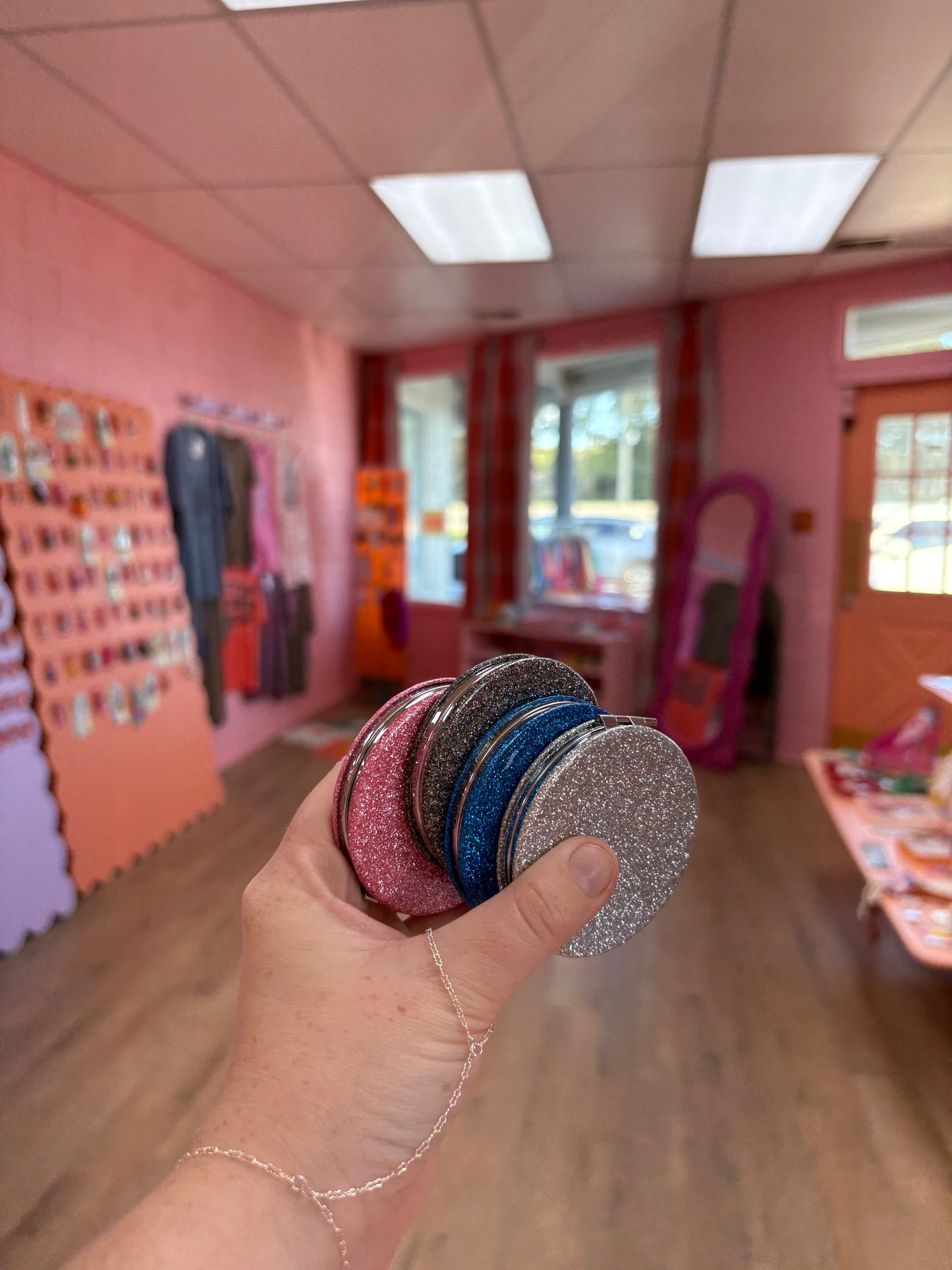 Mini Sparkling Circle Travel Mirror