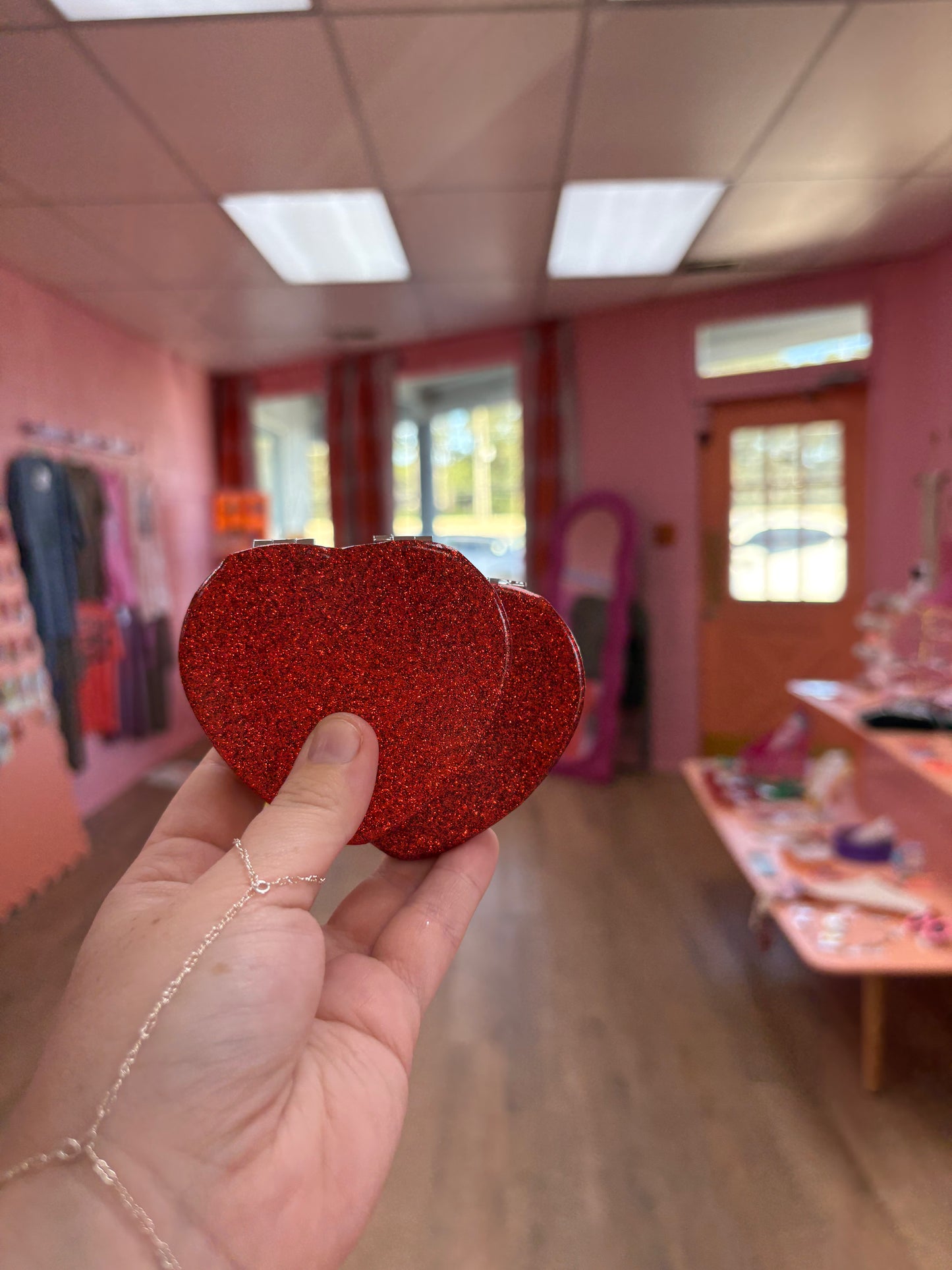 Sparkling Heart Travel Mirror