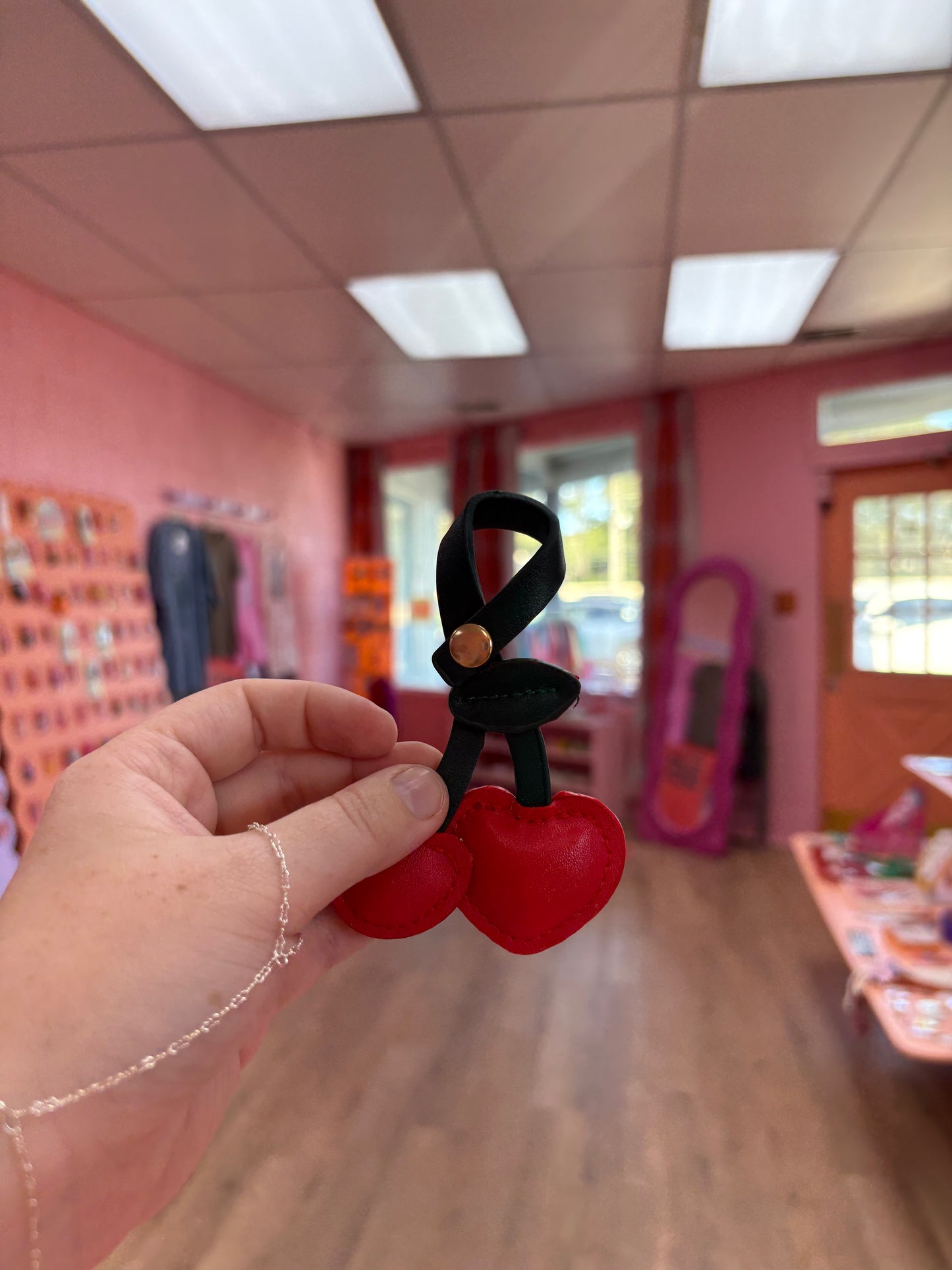 Puffy Cherry Keychain