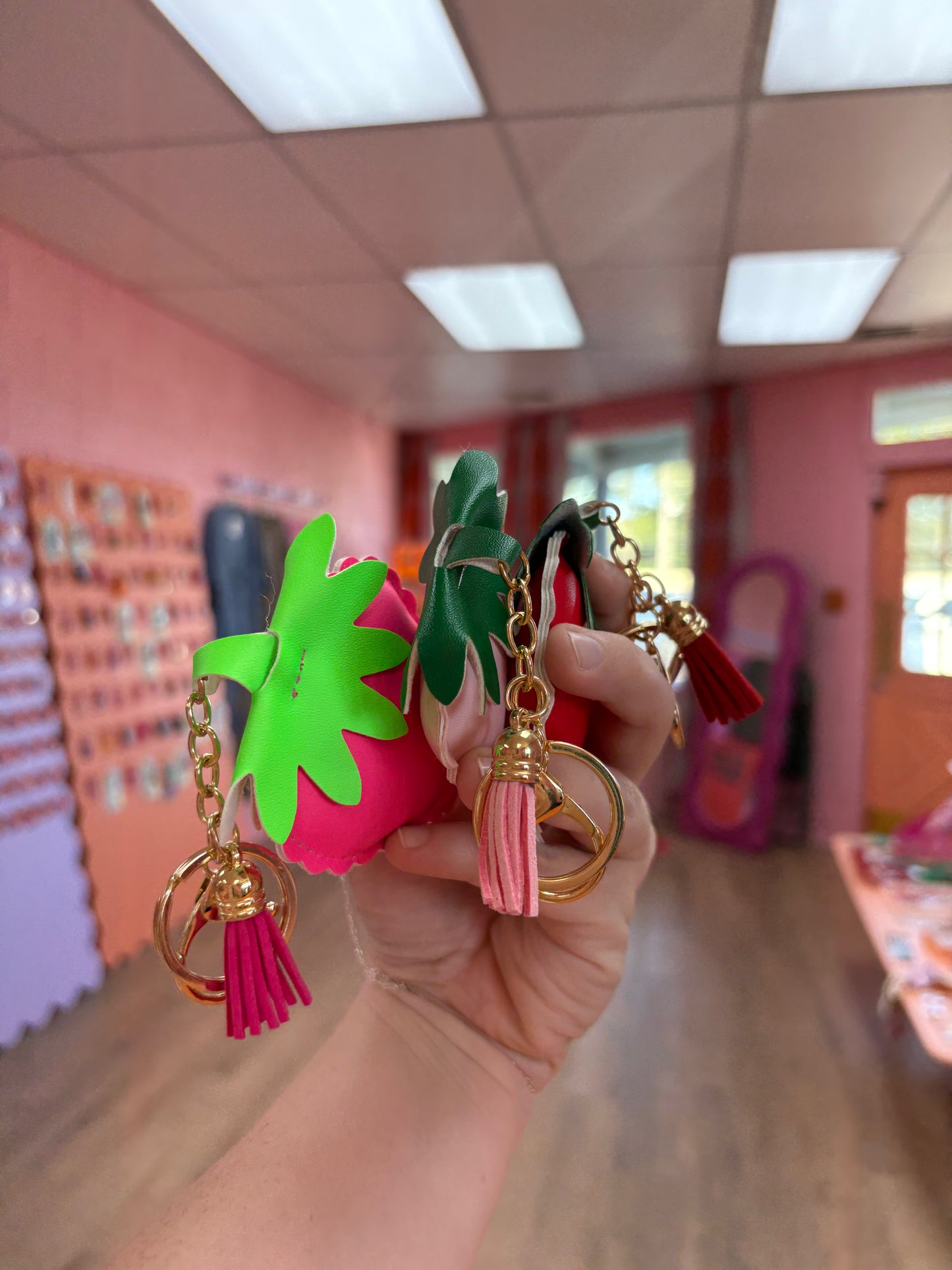 Strawberry Tassle Keychain