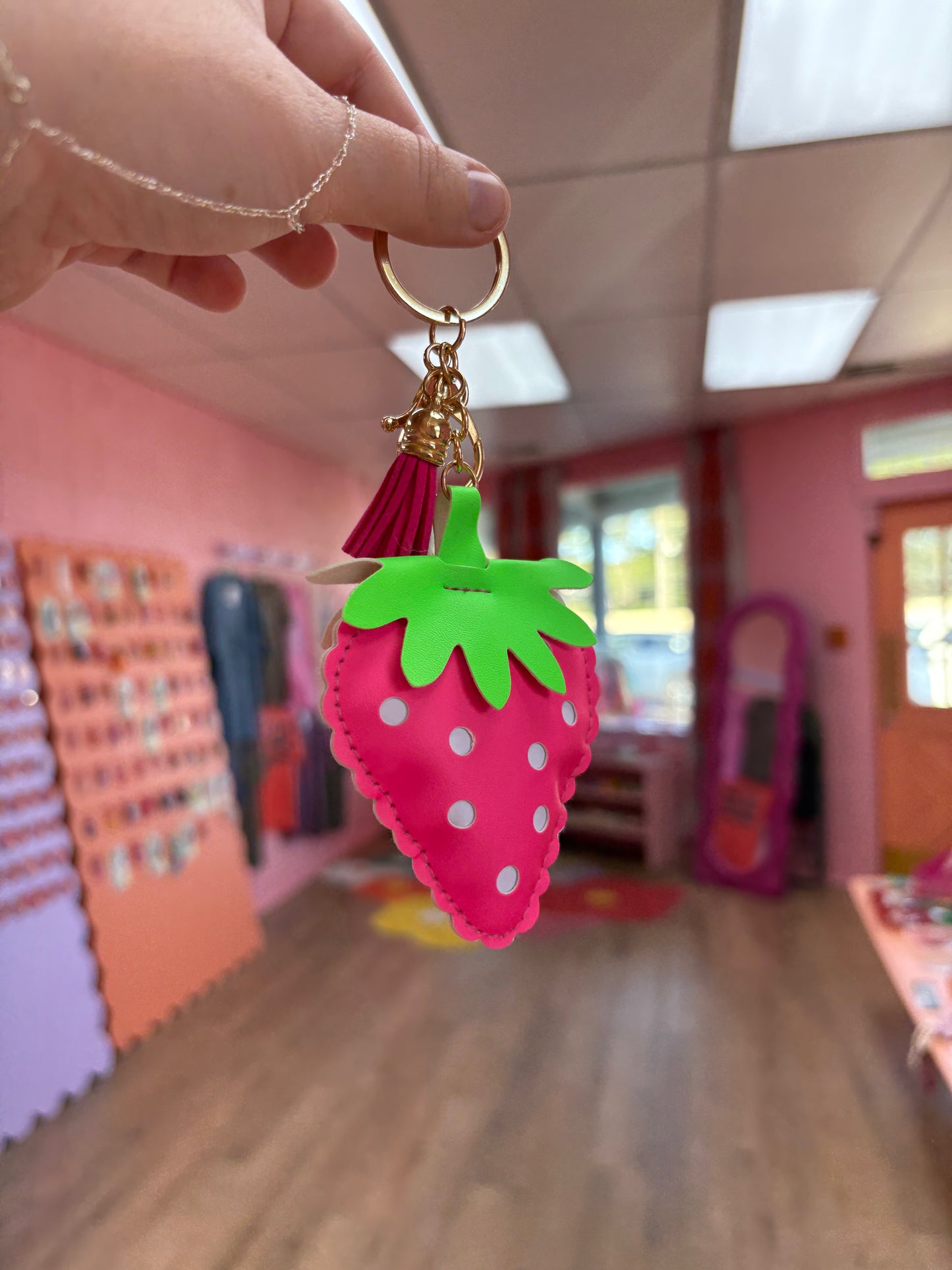Strawberry Tassle Keychain