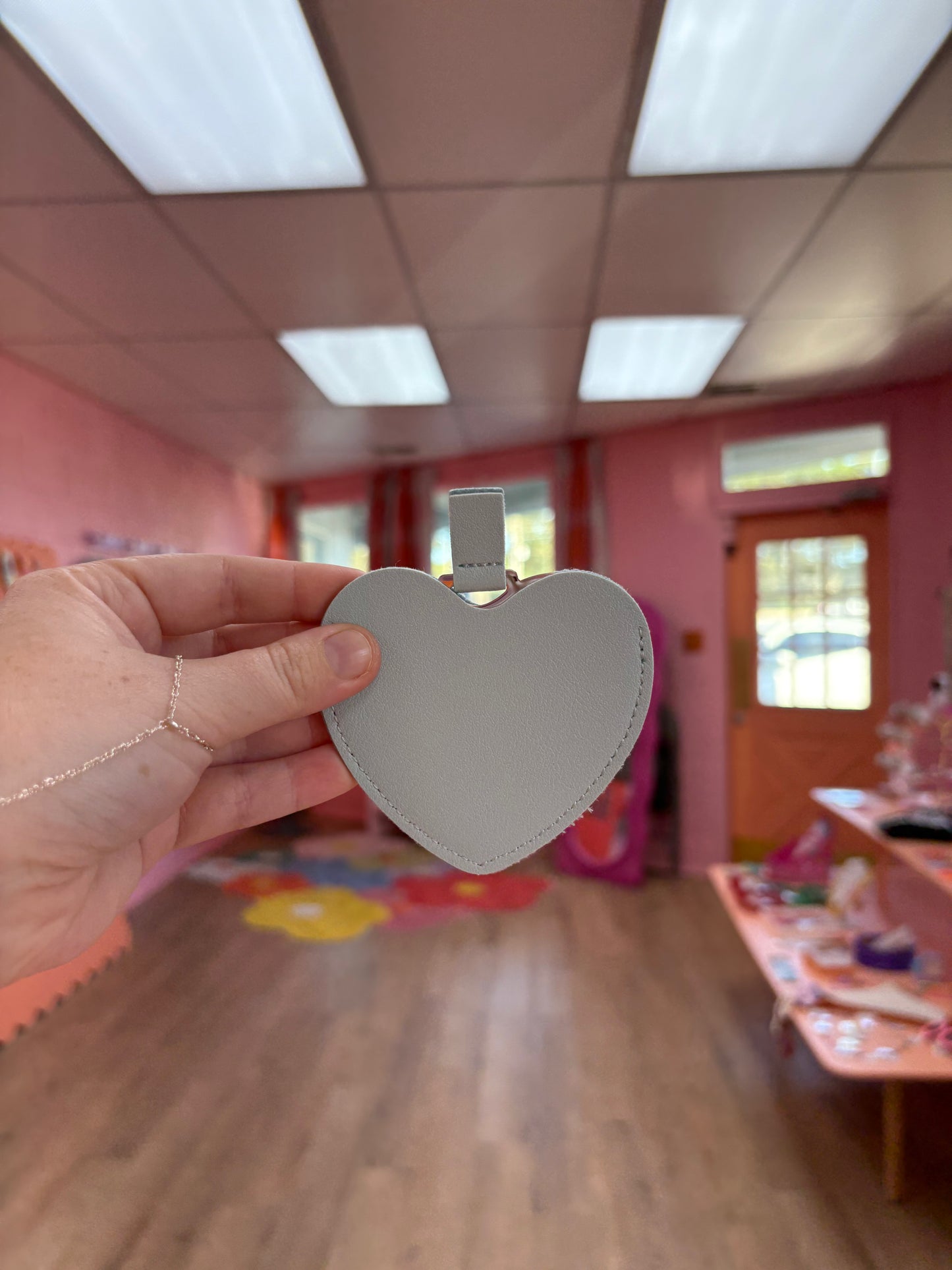 Removable Heart Mirror Keychain