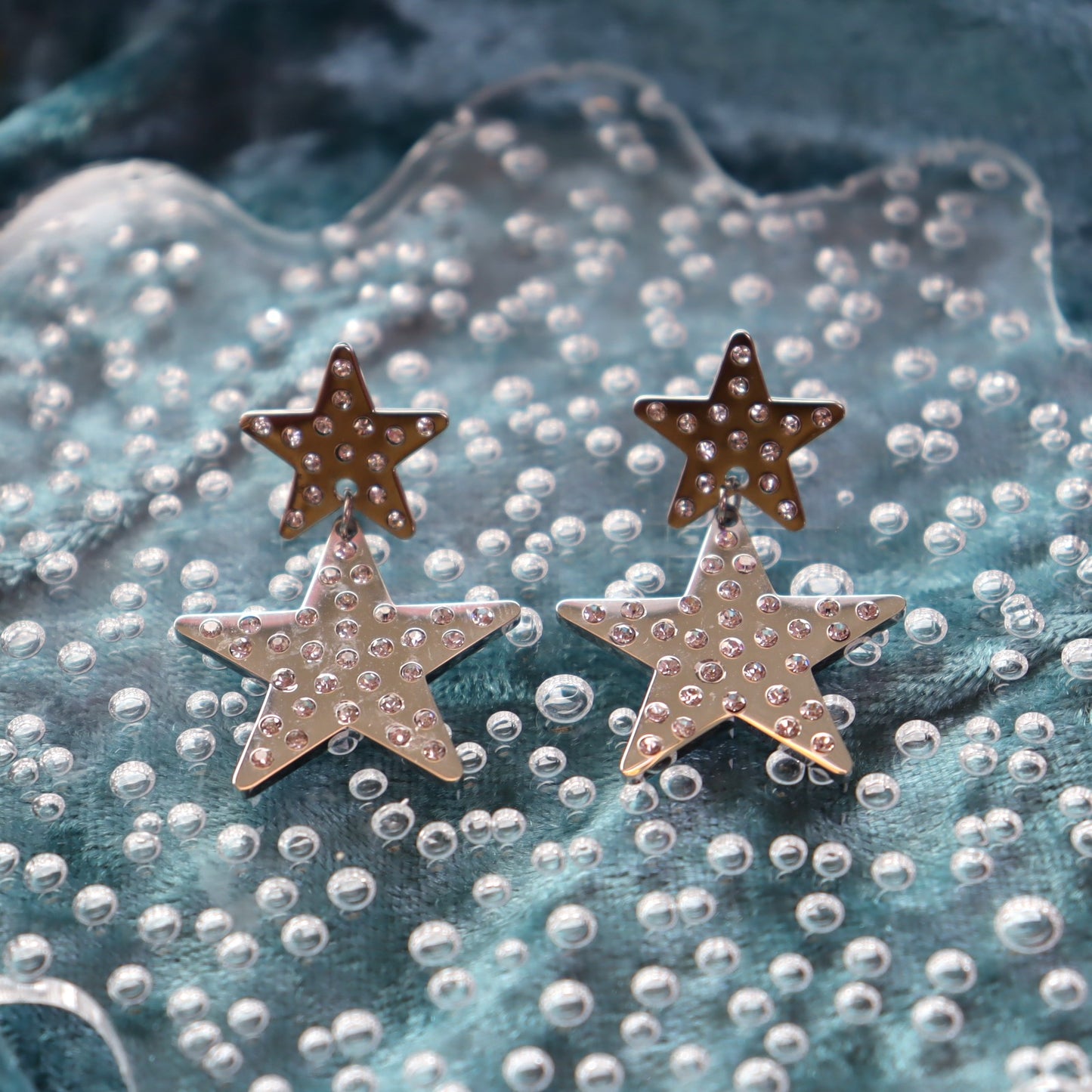 Bedazzling Titanium Star Earrings