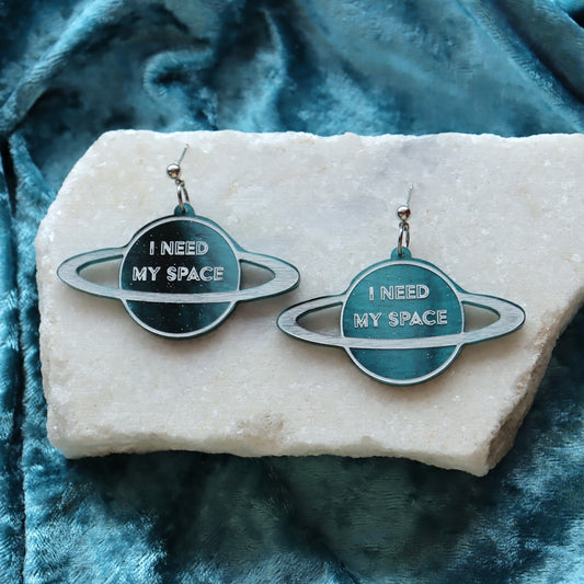 "I Need My Space" Painted Earrings