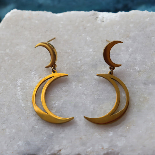 Over The Moon For You-Titanium Earrings