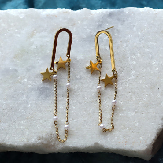 Titanium Delicate Falling Stars Earrings