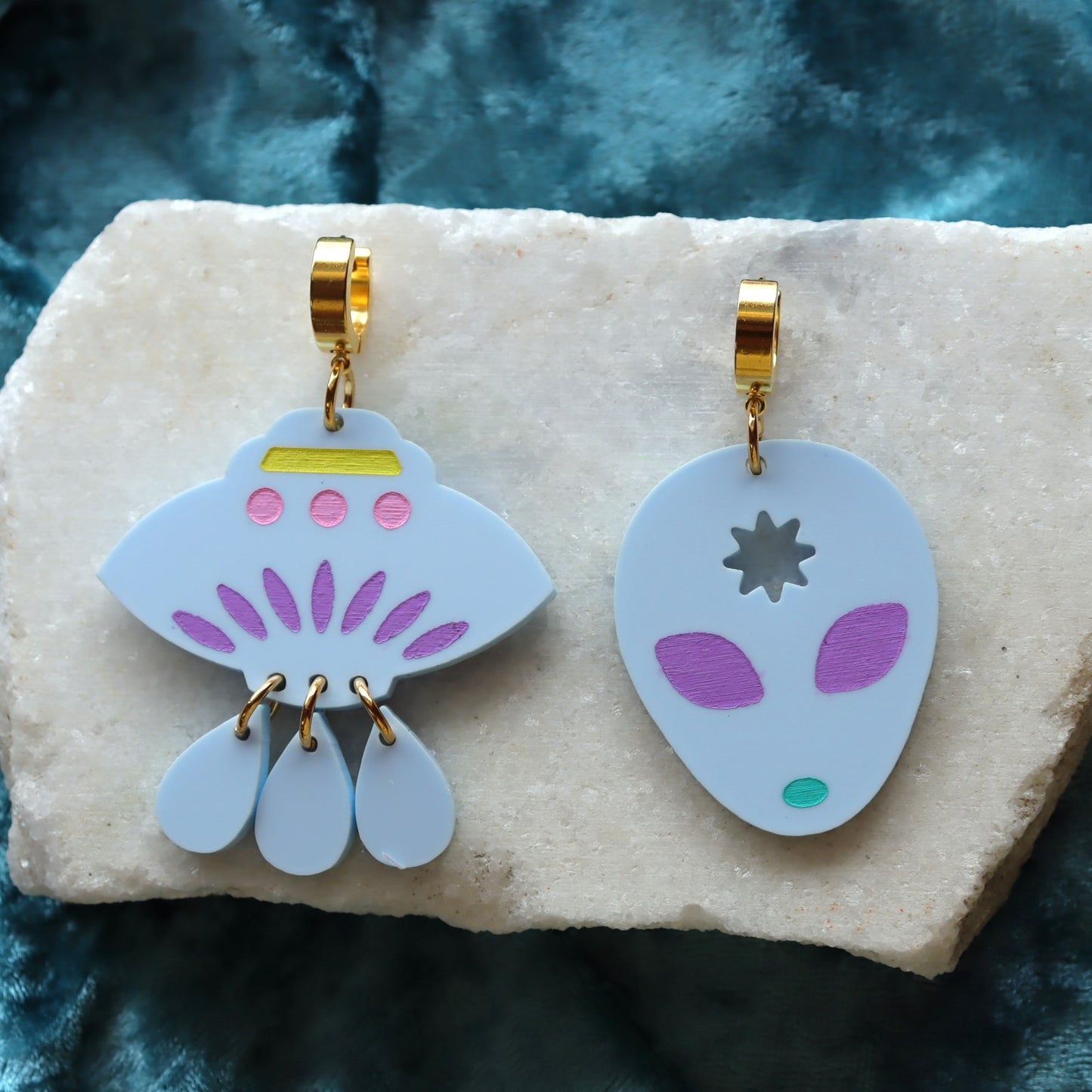 Alien Mismatched Acrylic Statement Earrings