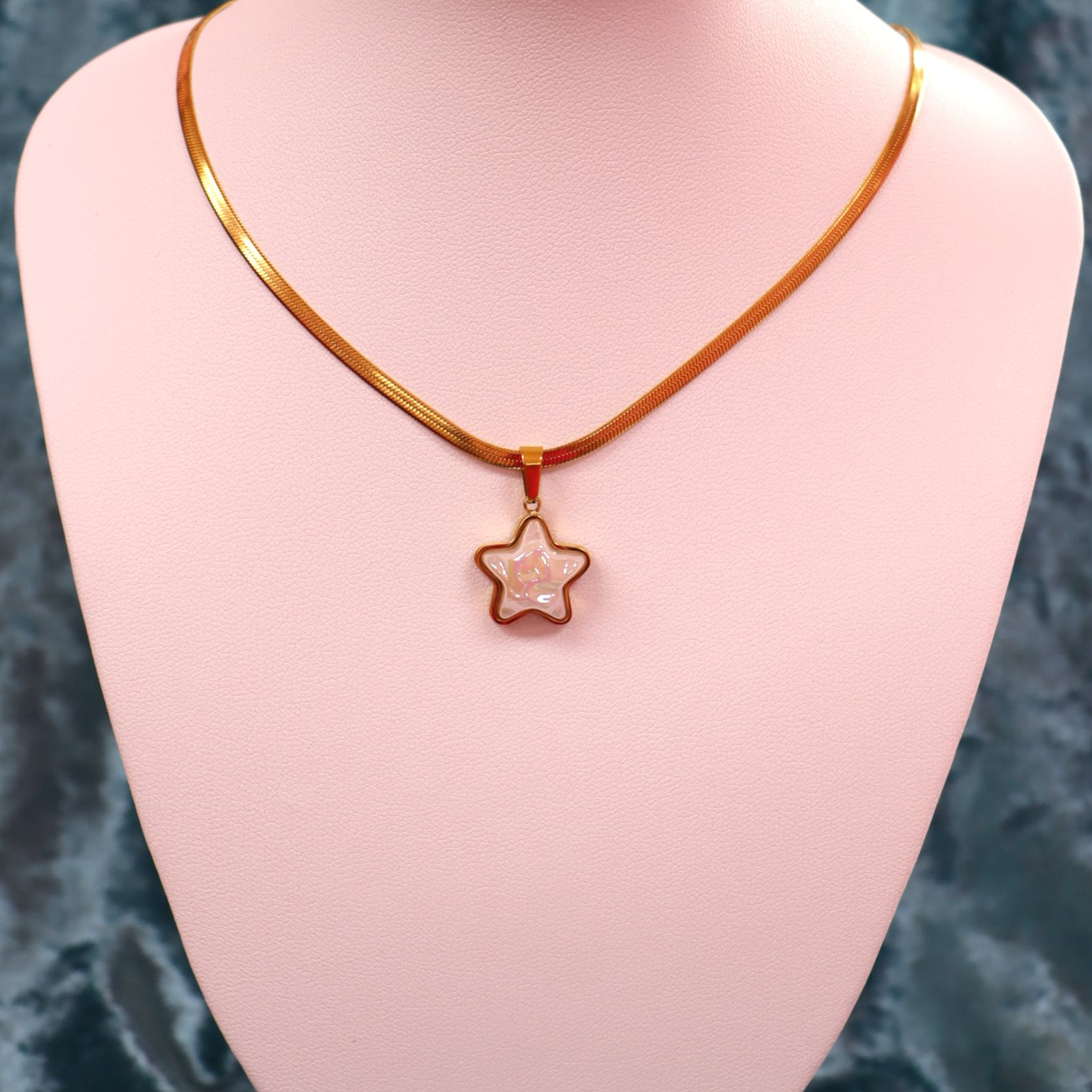 Titanium Pearl Star Charm Necklace