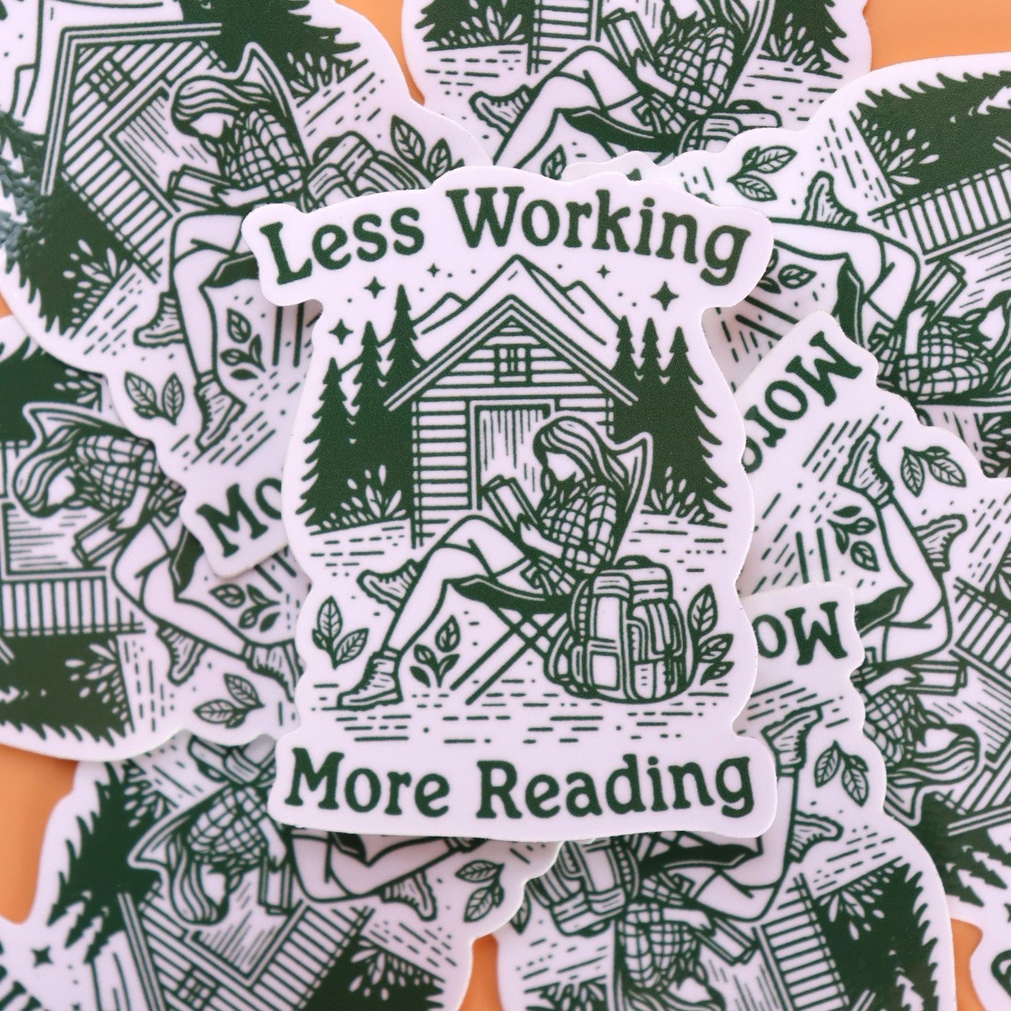 "Less Working More Reading" Sticker