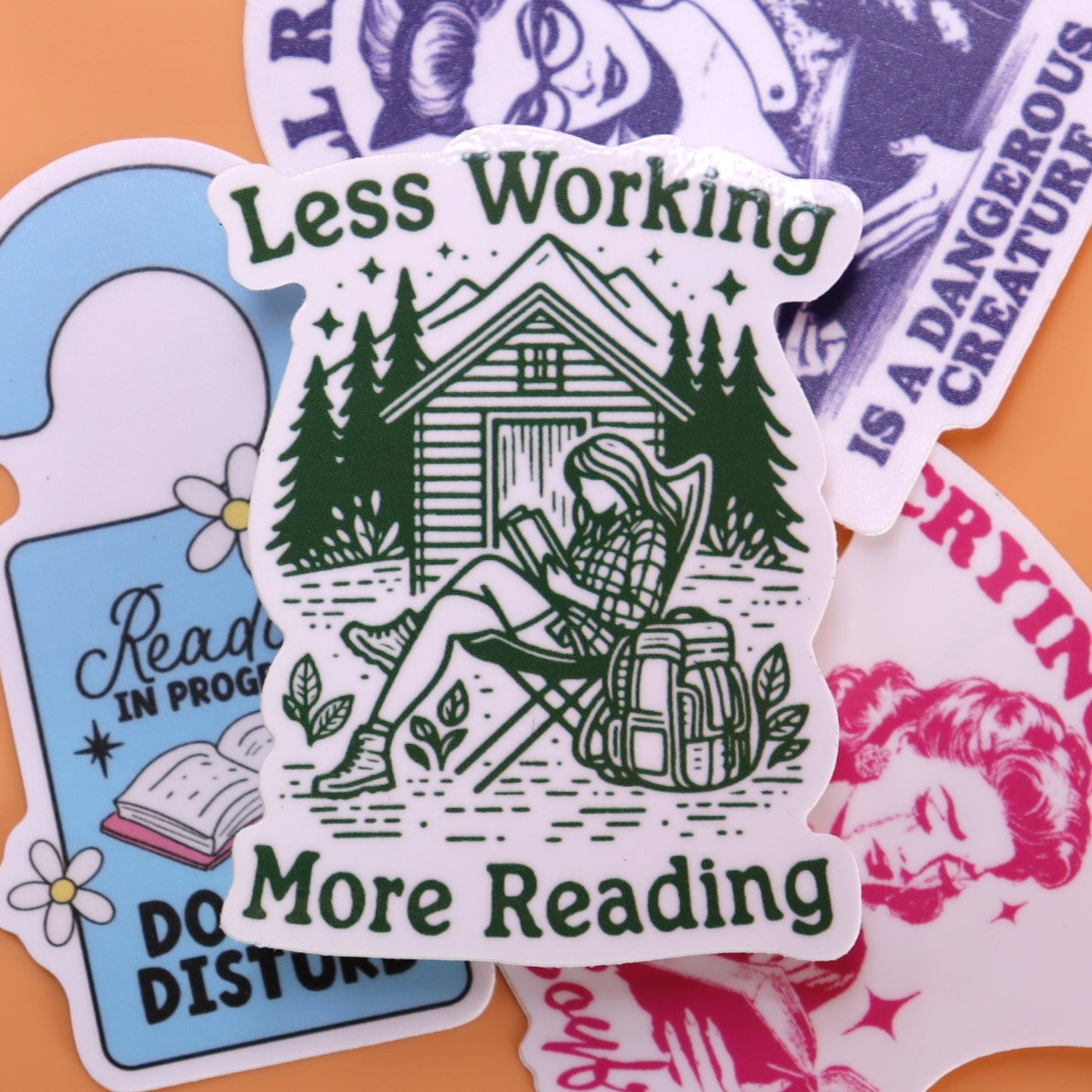 "Less Working More Reading" Sticker