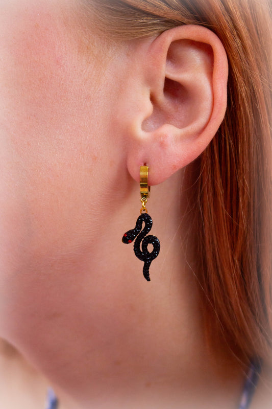 …Ready for It? Titanium Snake Charm Earrings