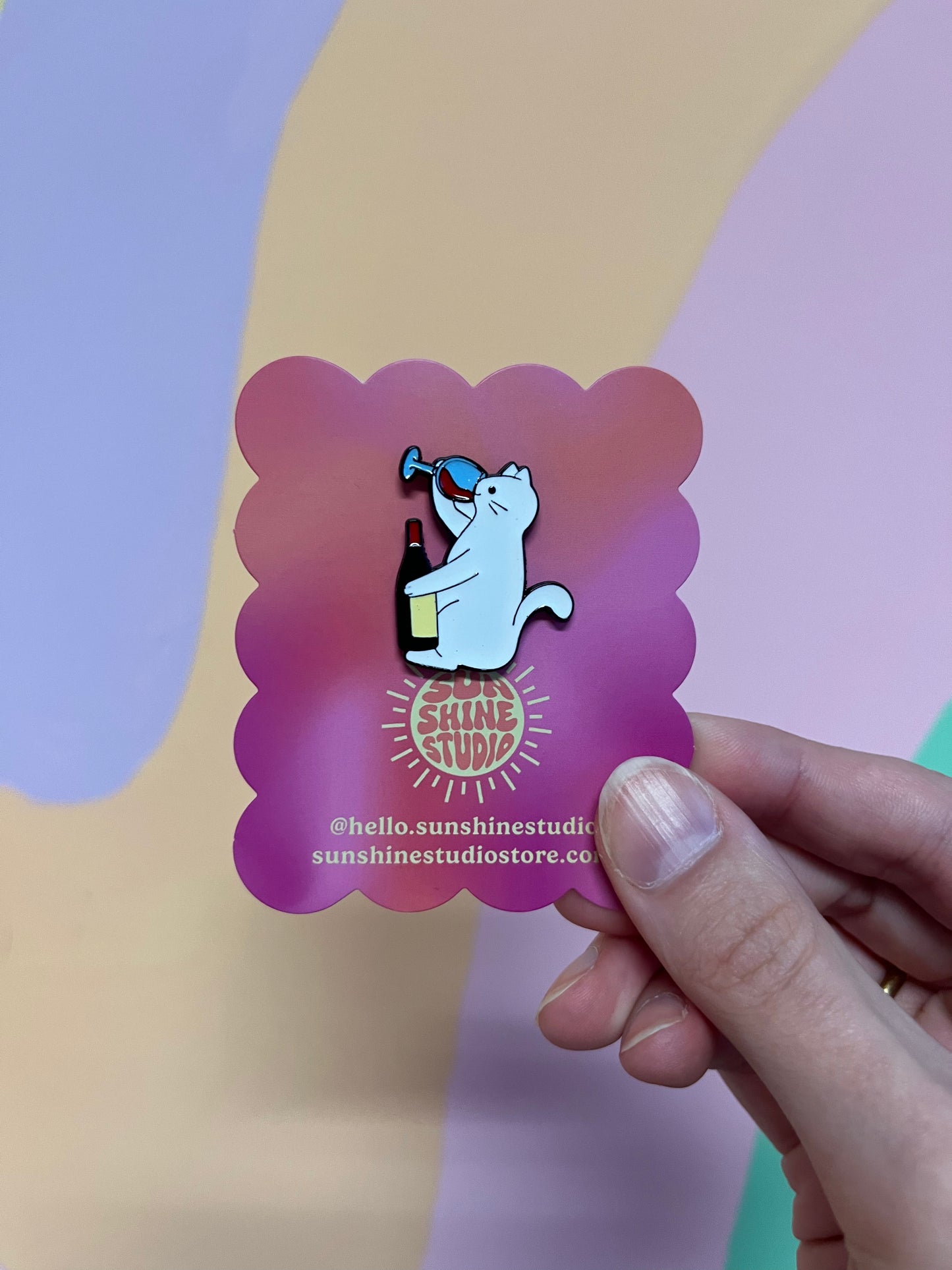 Wine Cat Enamel Pin