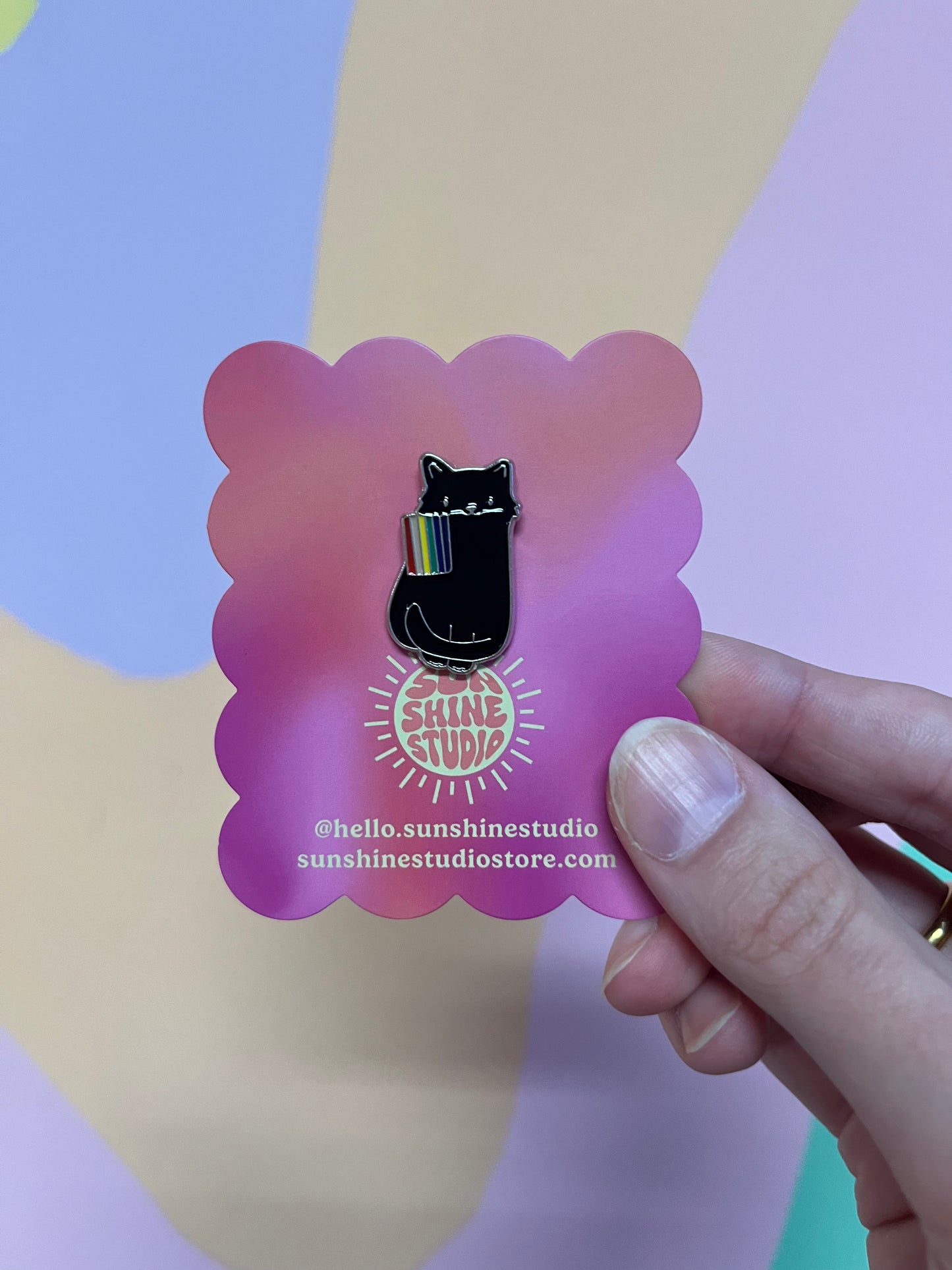 Pride Flag Kitten Enamel Pin