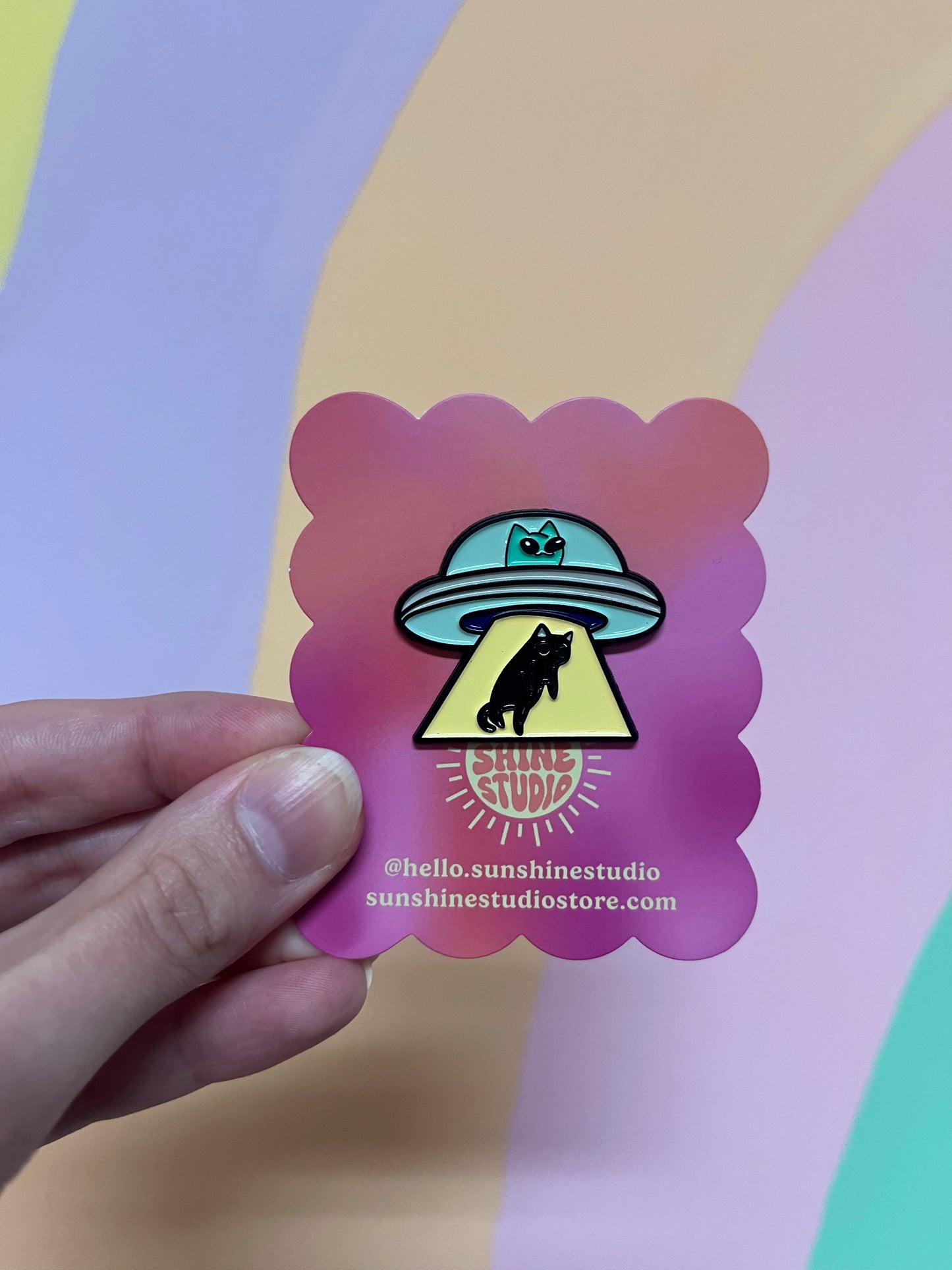 Cat Alien Abduction Enamel Pin