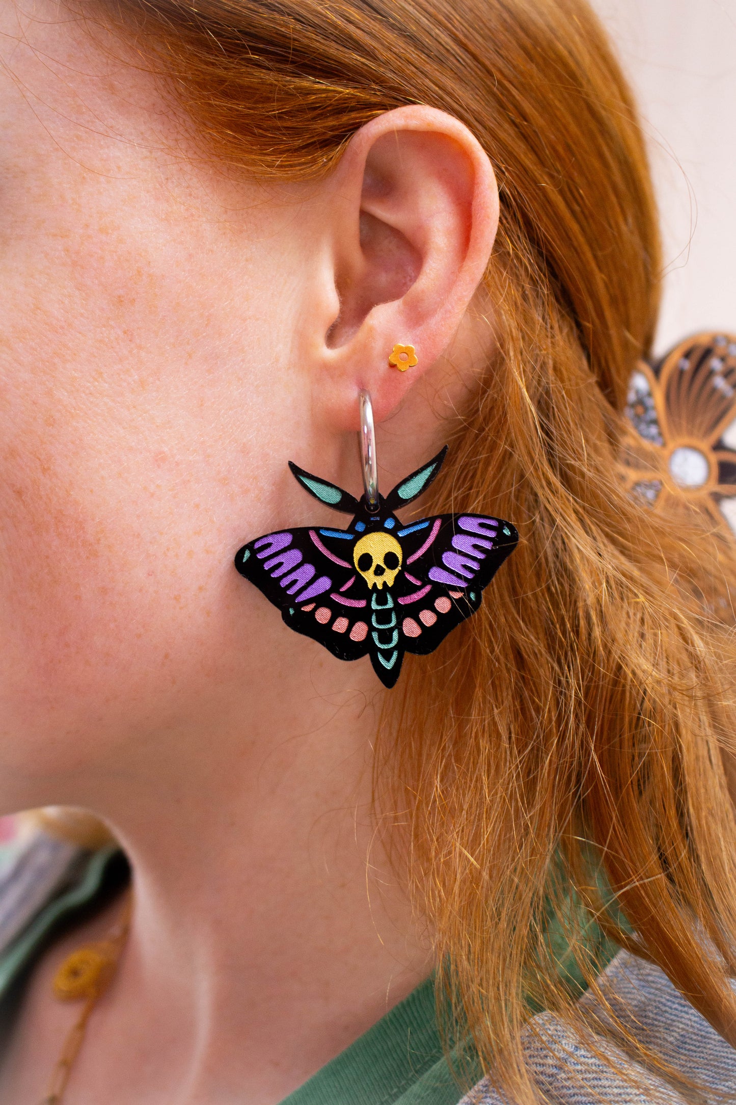 Frightful Flier Moth Titanium Earrings