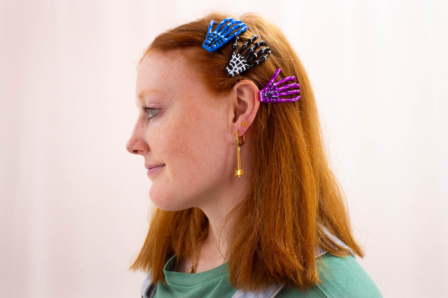 Ghastly Grasp Colorful Skeleton Hand Hair Clip