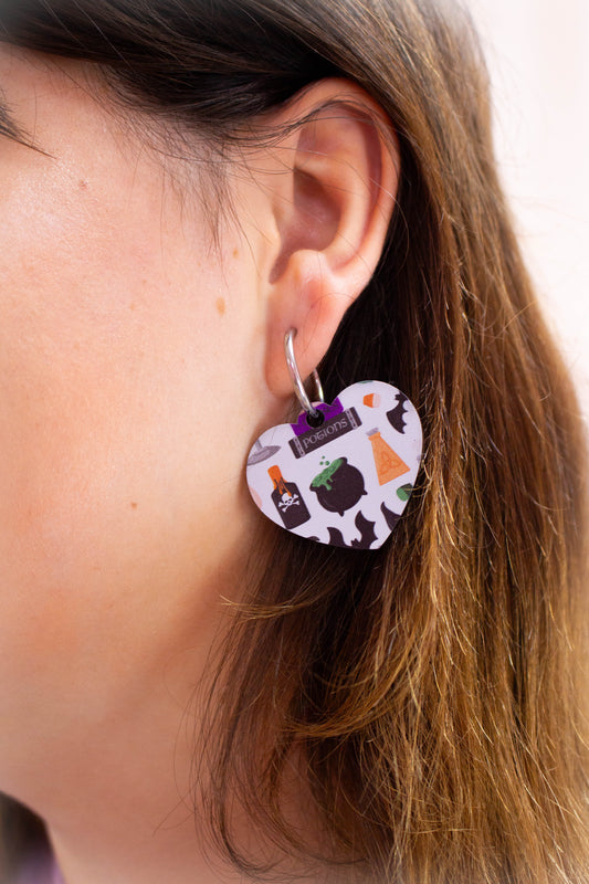 2-in-1 Spooky Sweetheart Heart Earrings