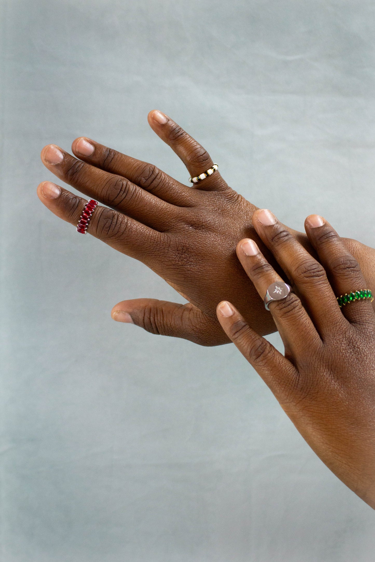 Green Gem Titanium Rings