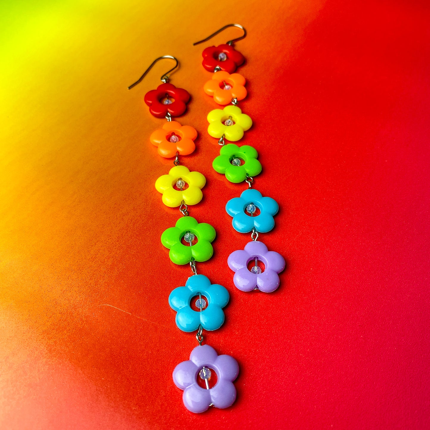 Opaque Flower Rainbow Earrings