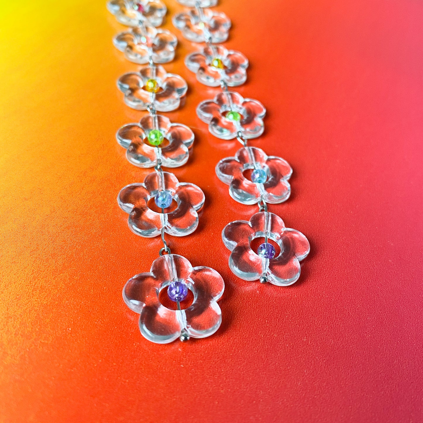 Clear Flower Rainbow Earrings