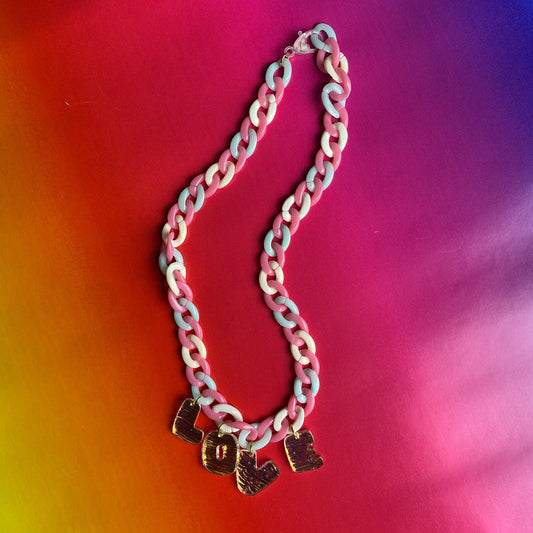 Cotton Candy Colored "LOVE" Necklace