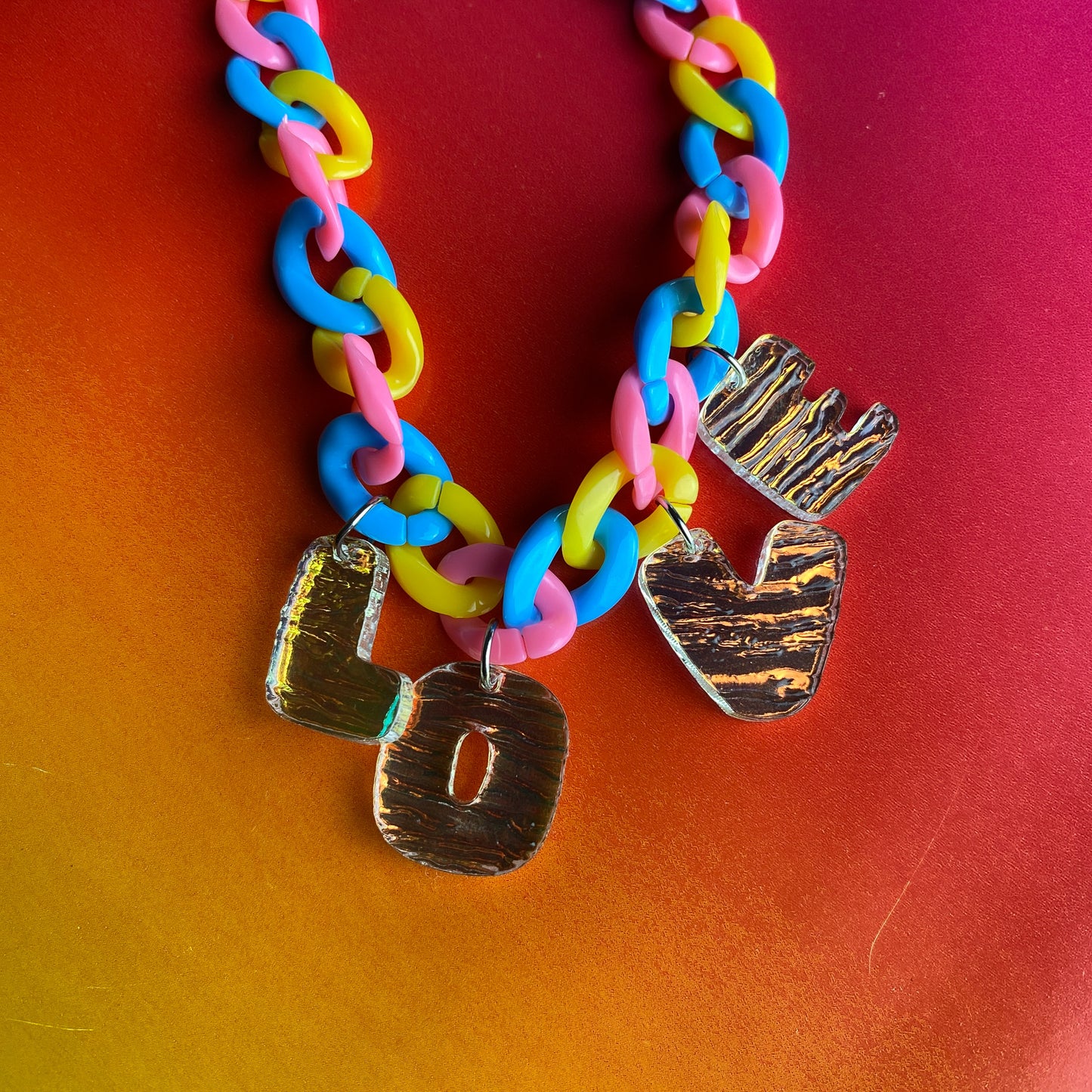 Pink Yellow Blue "LOVE" Pride Necklace