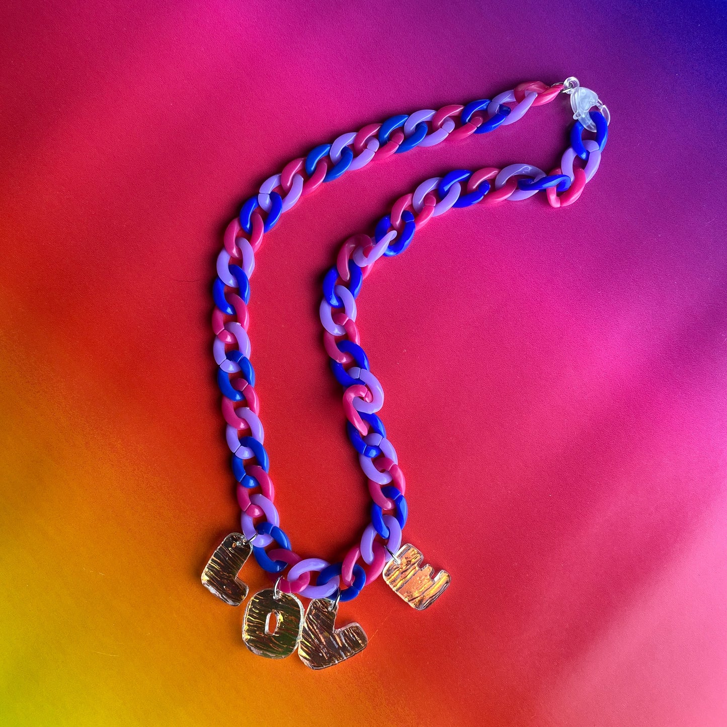 Blue/Pink/Purple "Love" Necklace