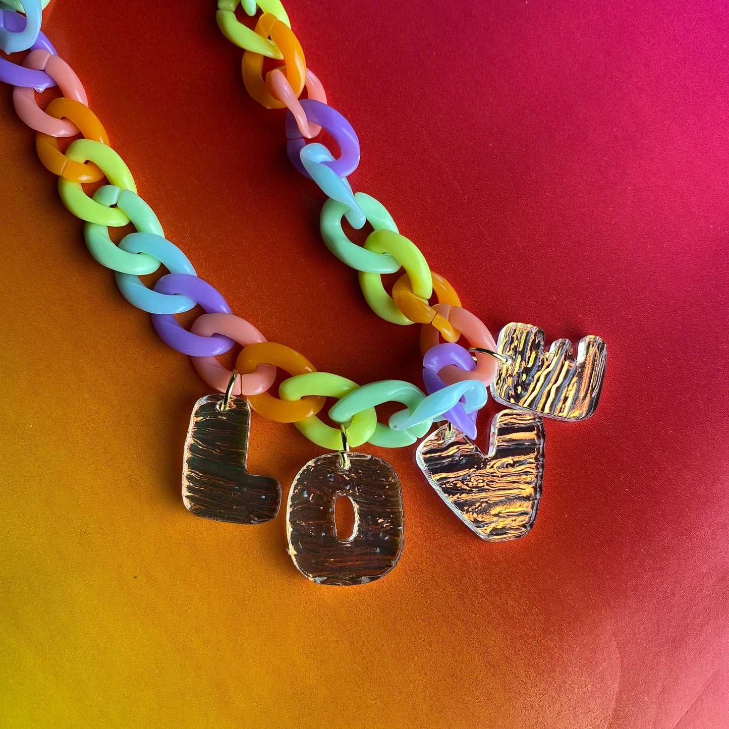 Pastel Rainbow "LOVE" Necklace